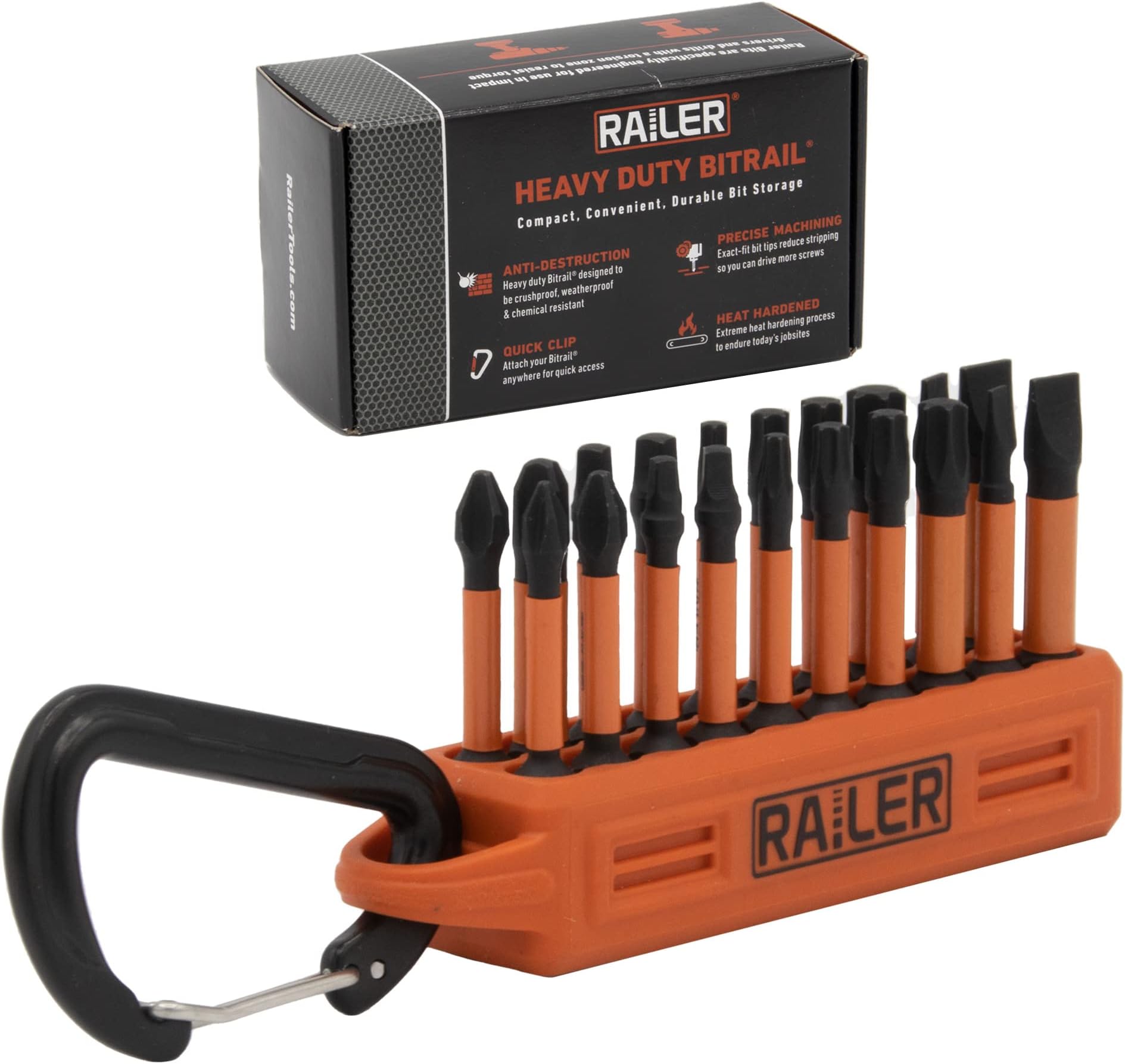 20pc Screwdriver Bit Set - Premium S2 Steel 2" Phillips, Robertson Square, Torx & Flat Head Impact Driver Bit Set With A Storage Bit Holder & Carabiner