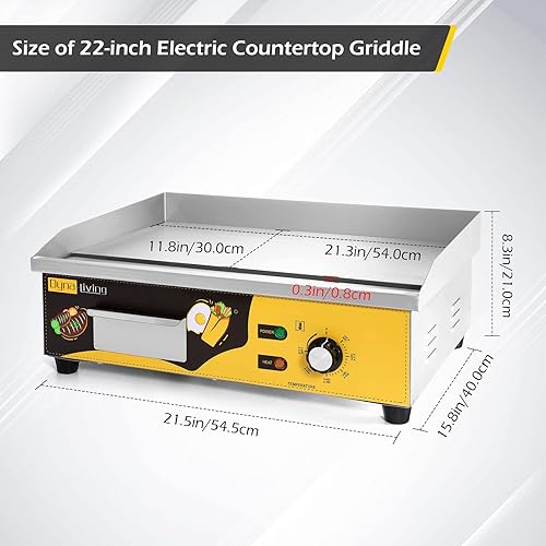 Miniatura 4 de Dyna-Living 22'' Commercial Electric Griddle & 110V 1400W Bubble Waffle Maker for Home Use, Professional Bubble Waffle Maker and Flat Top Grill