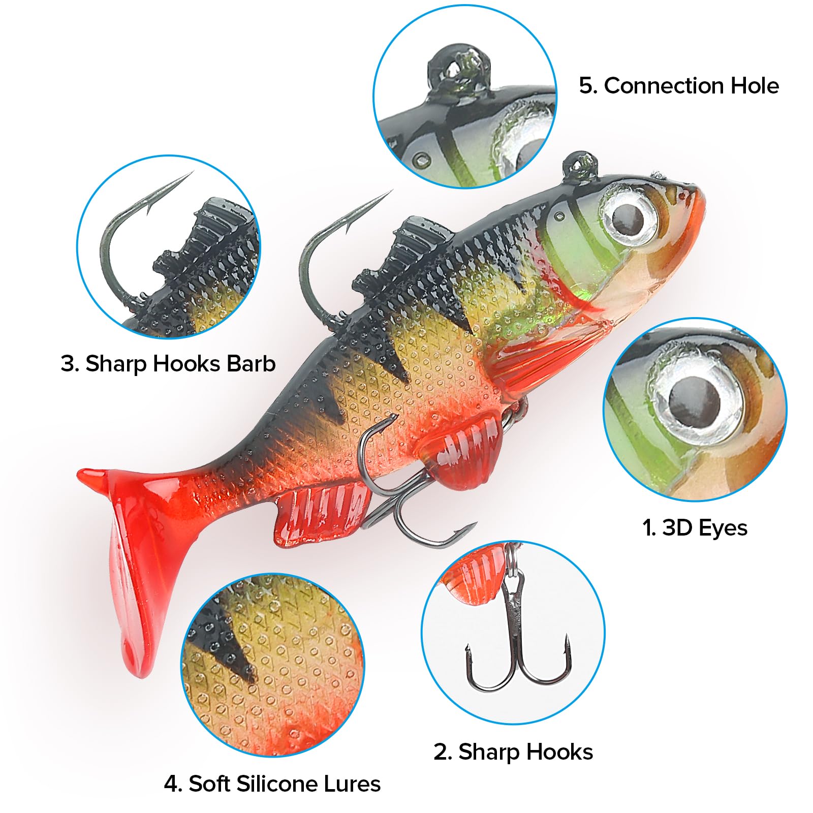Realure 8 Pezzi Kit di Esche Artificiali Spinning Mare, 5 Dimensioni Shad Spinning, Esche da Pesca per Trote d'Acqua Dolce, Minnow Spin per Acqua Salata, Pesca Alla Trota, Spigola, Salmone