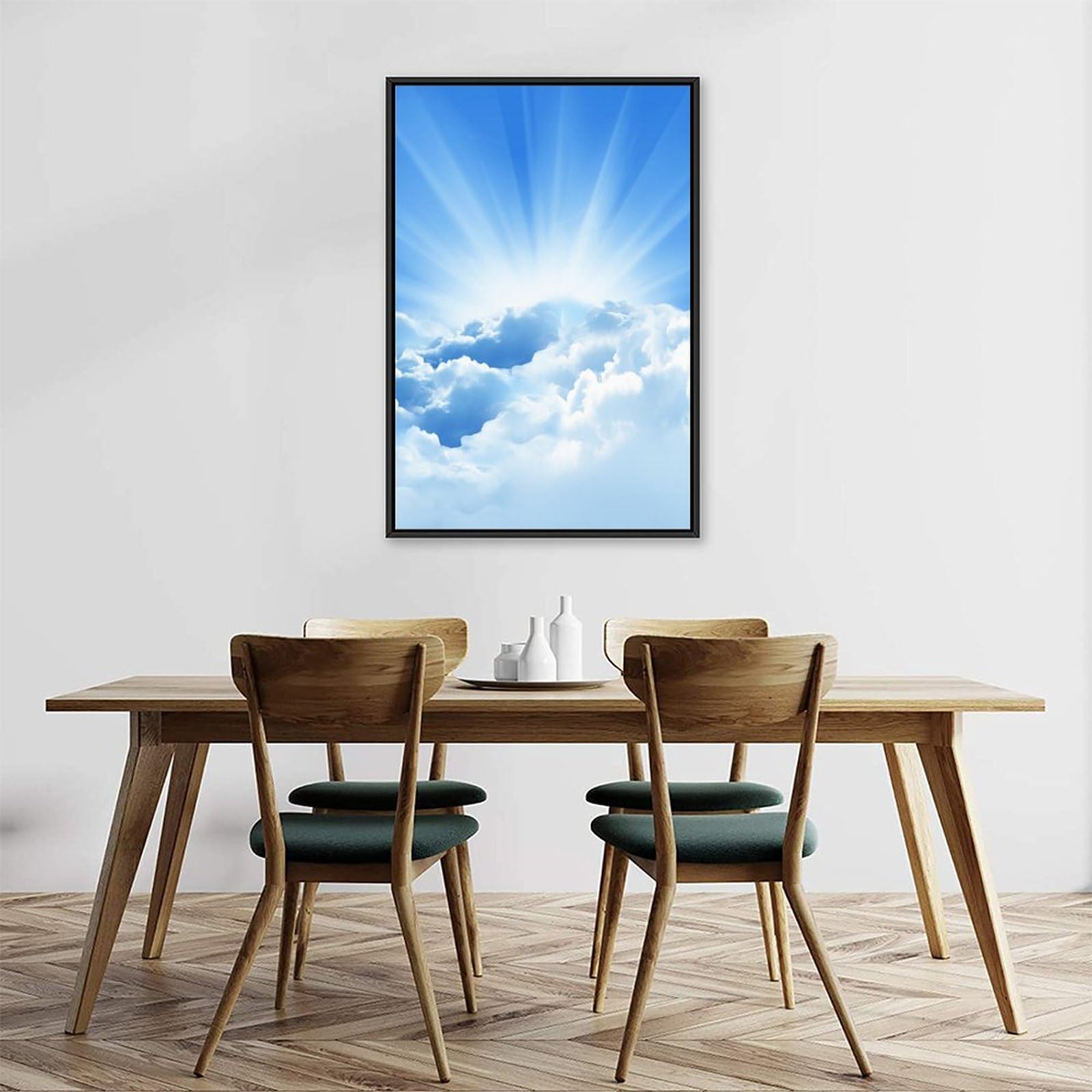 風景画 大きな額縁入り絵画　雲　光の筋 Amazon.co.jp: 絵画 雲の間から美しい日の出 アートパネル ポスター