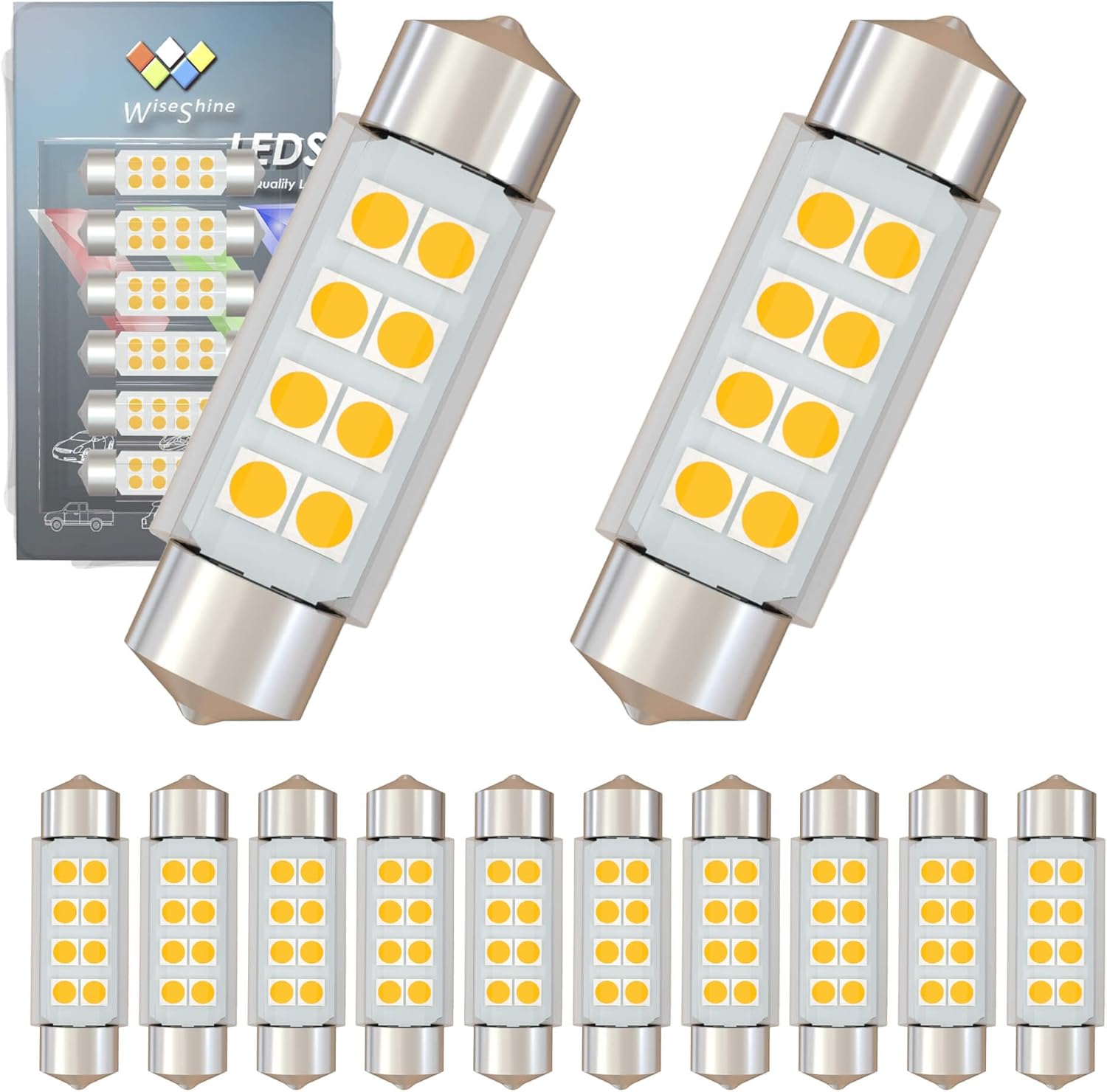 DC 12V 36mm Festoon LED Bulb 6418 LED Car Bulb Warm White 6411 DE3423 for Camper RV Automotive Interior Dome Reading Map Cargo Lights (Pack 12)
