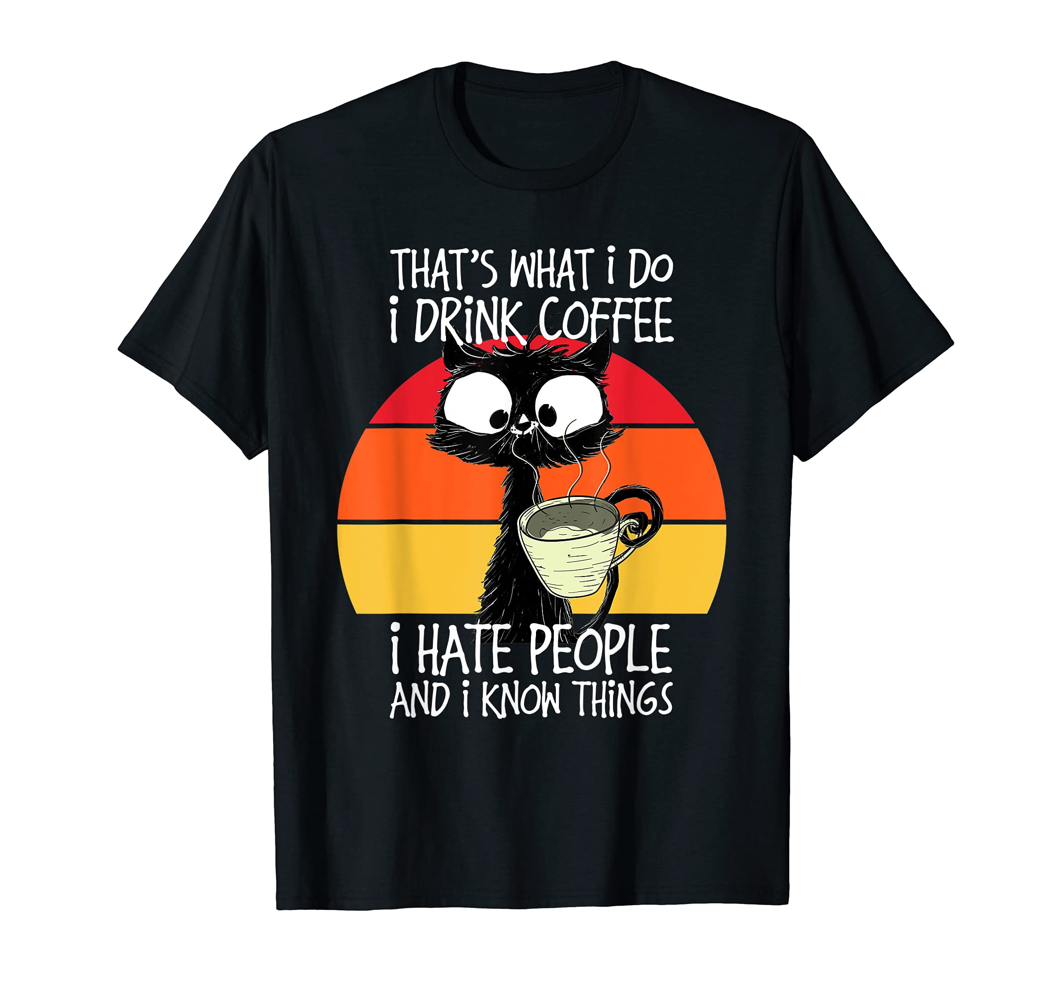 Cute Vintage Cat | Retro Cat | Coffee Cat | Black Cat T-Shirt