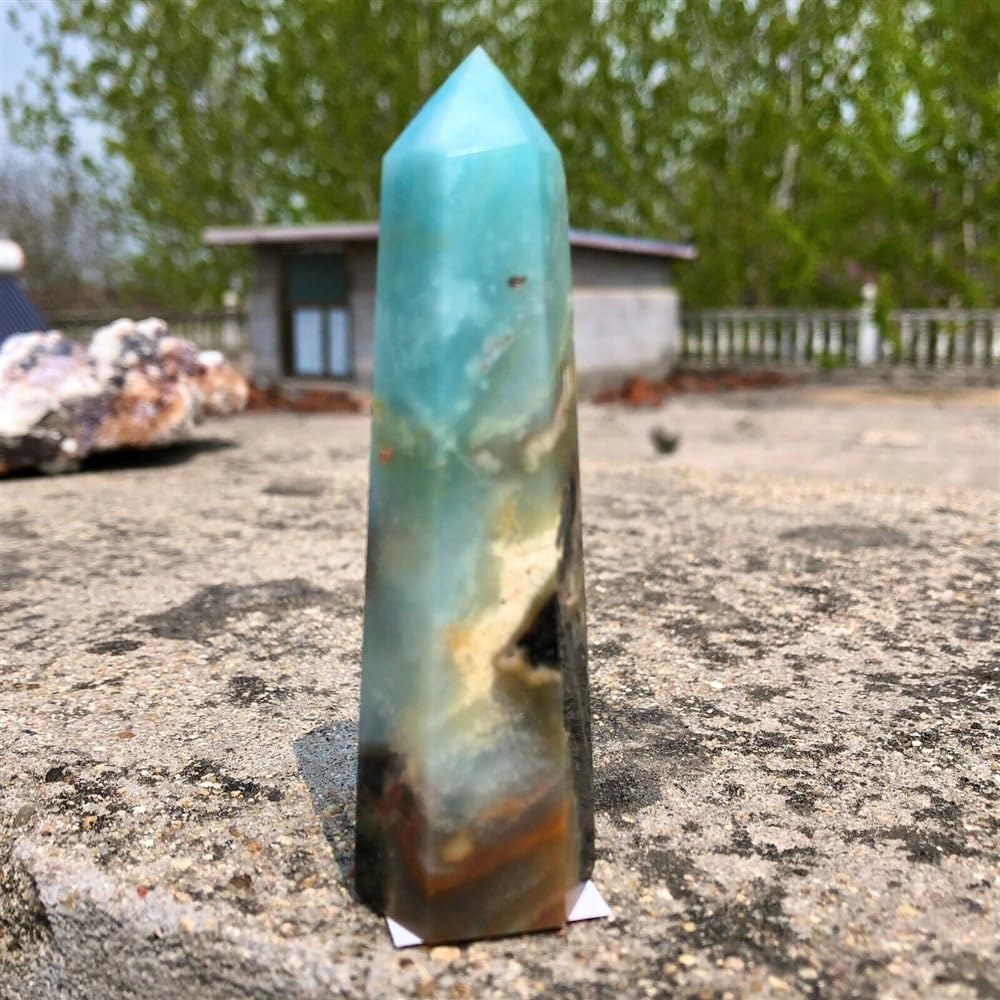 カリビアンブルーカルサイト　タワー　天然石　レアストーン　ヒーリングストーン カリビアンブルーカルサイト タワー 天然石 ヒーリングストーン