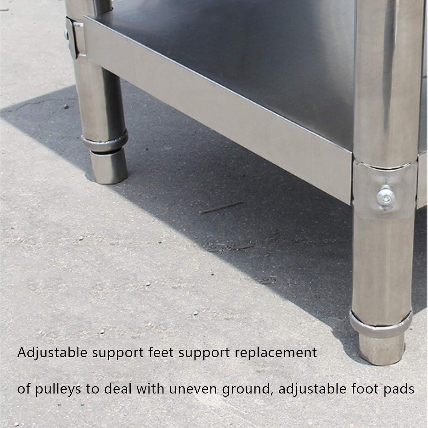 Stainless Steel Workbench Kitchen Storage Workbench 2 Layers Load 300kg Waterproof/rustproof for Kitchen School Restaurant (60 * 60 * 80)