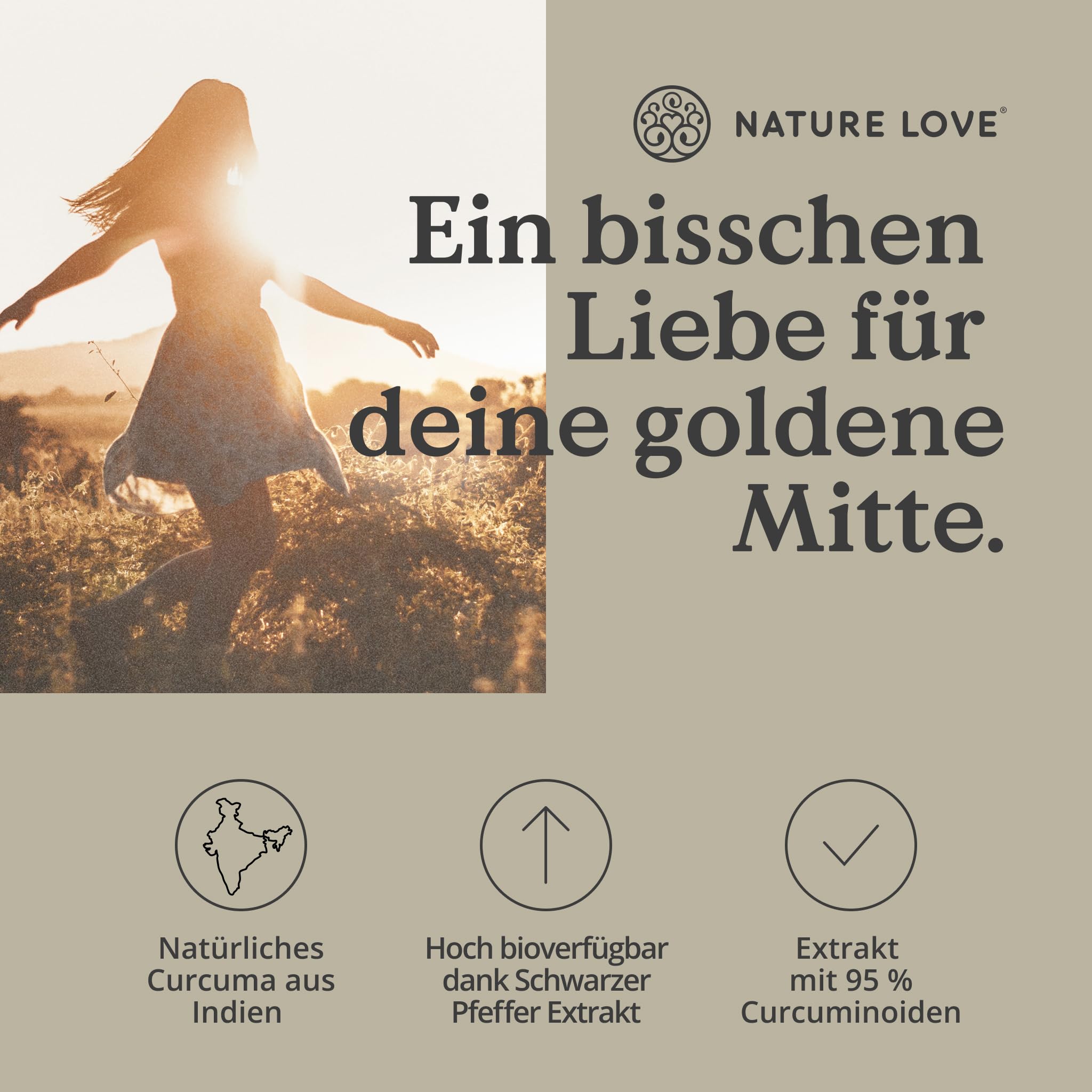 NATURE LOVE® Curcuma 15000 - Kurkuma Kapseln - 9 Monate Reichweite - hochdosiert 95% Curcumin pro Kapsel - mit schwarzem Pfeffer - vegan, laborgeprüft & in Deutschland produziert