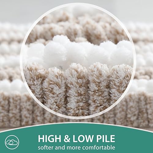 Miniatura 3 de HOMEIDEAS Juego de 2 alfombras de baño, felpilla de tinte catiónico, extra suave, absorbente, antideslizante, lavable a máquina (32 x 20 pulgadas +