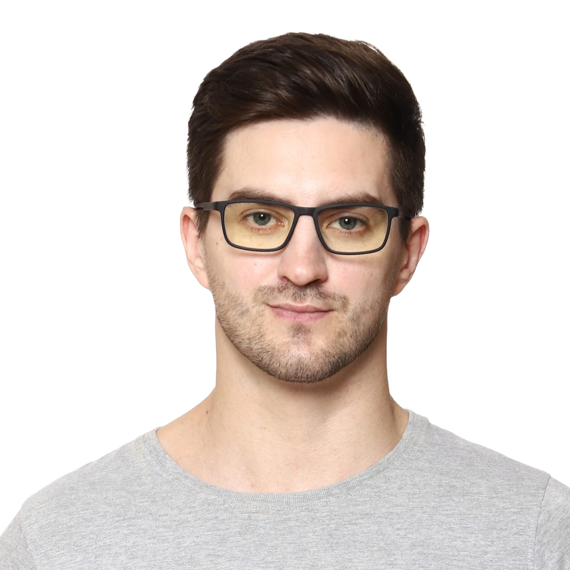Aferlite® Unisex Zero Power Computer glasses CR 39 Lens Blue Block TR90 Frame Rectangular| Matt Black | Medium 1