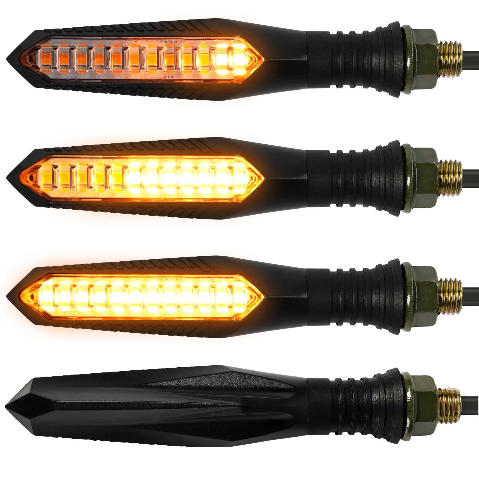 evermotor Kierunkowskazy kierunkowskazów LED z homologacją 4 sztuki 12 V do motocykla E-mark, długość kabla 300 mm