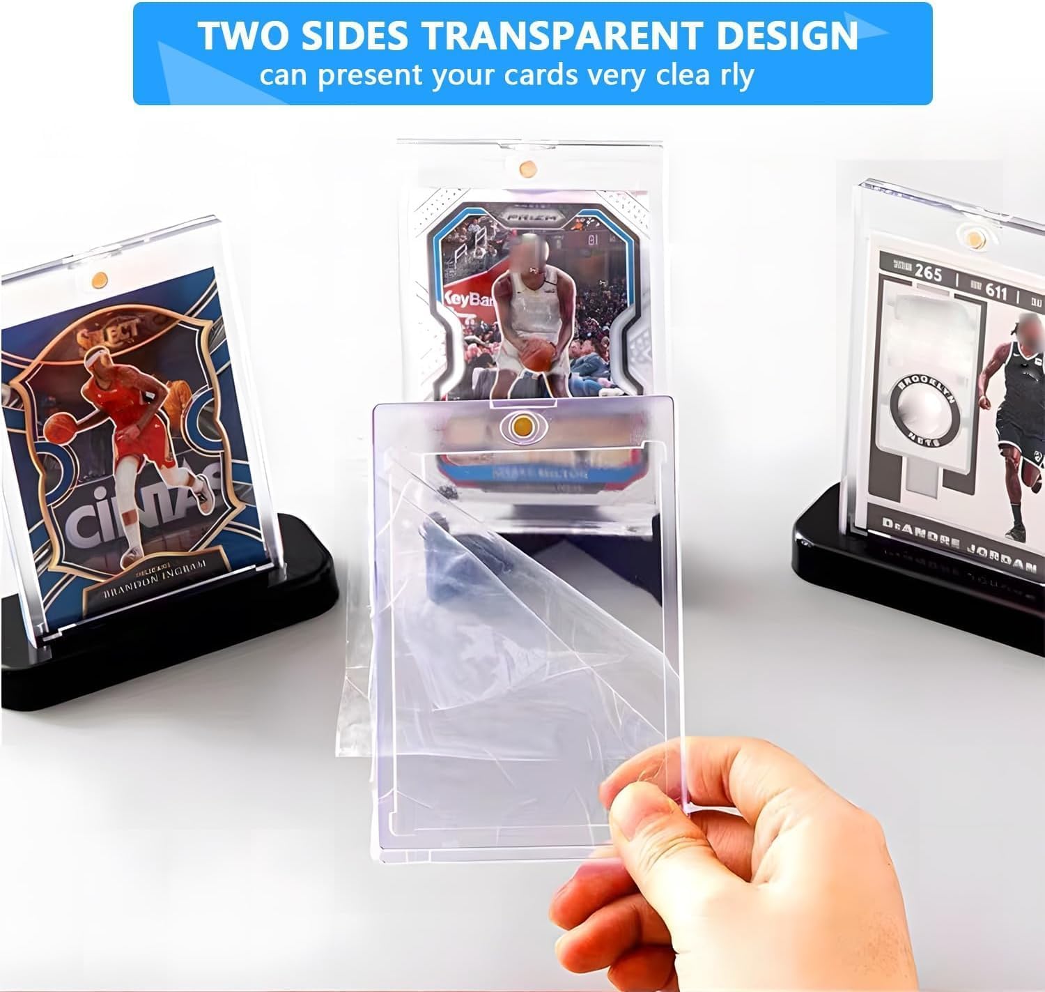 6ct Magnetic Card Holder Set - 35pt Clear Plastic Protectors for Trading Cards, MTG, YUGIOH, Sports, & More - Diamond Corner Design, UV-Resistant