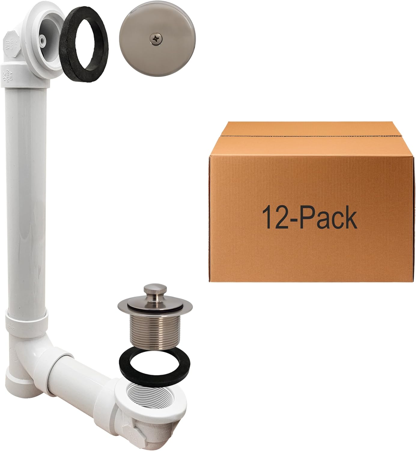 Westbrass D49721-10-07 2 1-1/2" Bath Waste & Overflow Assembly with Pull Drain Stopper and One-Hole Faceplate Top Elbow - Sch. 40 PVC, Satin Nickel (10-Pack)