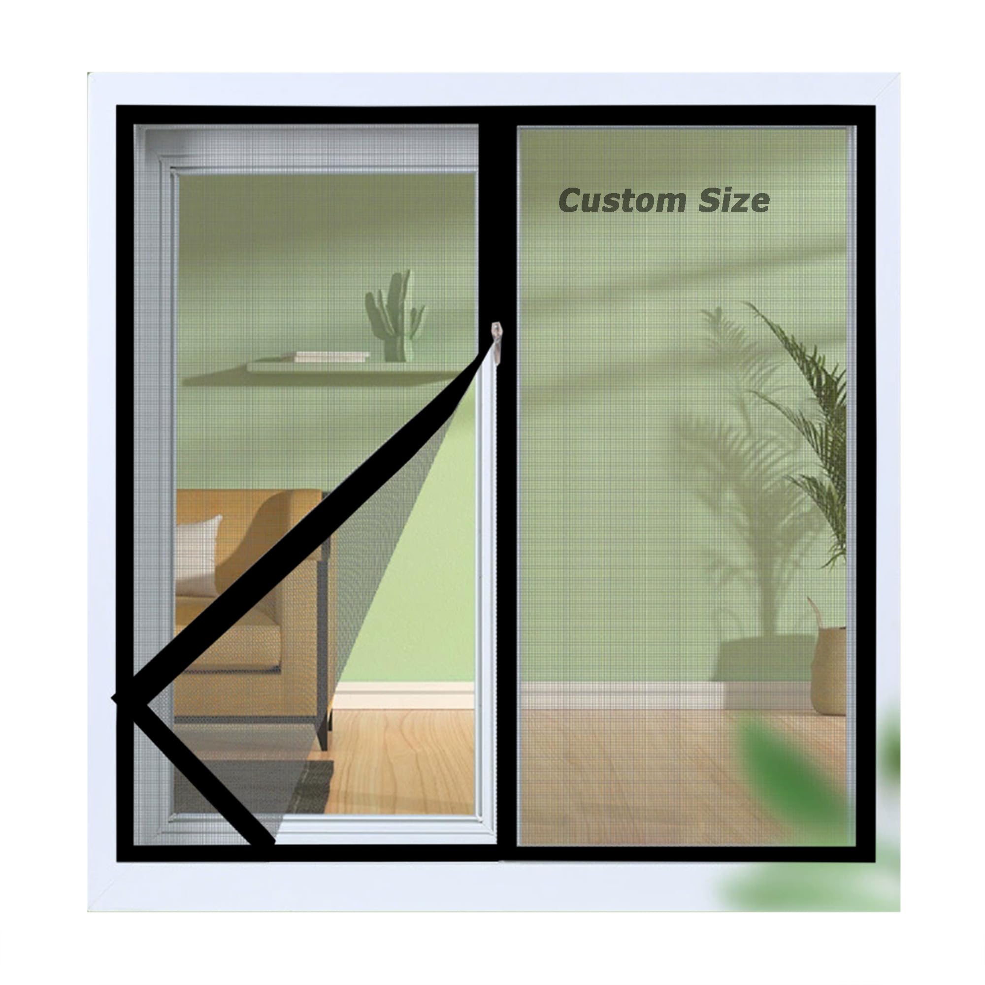 Aduodao Black Cat Safety Protection Net, Custom Size Balcony Window Screen Mesh, Fly Screen Anti-Mosquito Self-Adhesive Netting Washable Mesh, Easy To Install & No Drilling Need