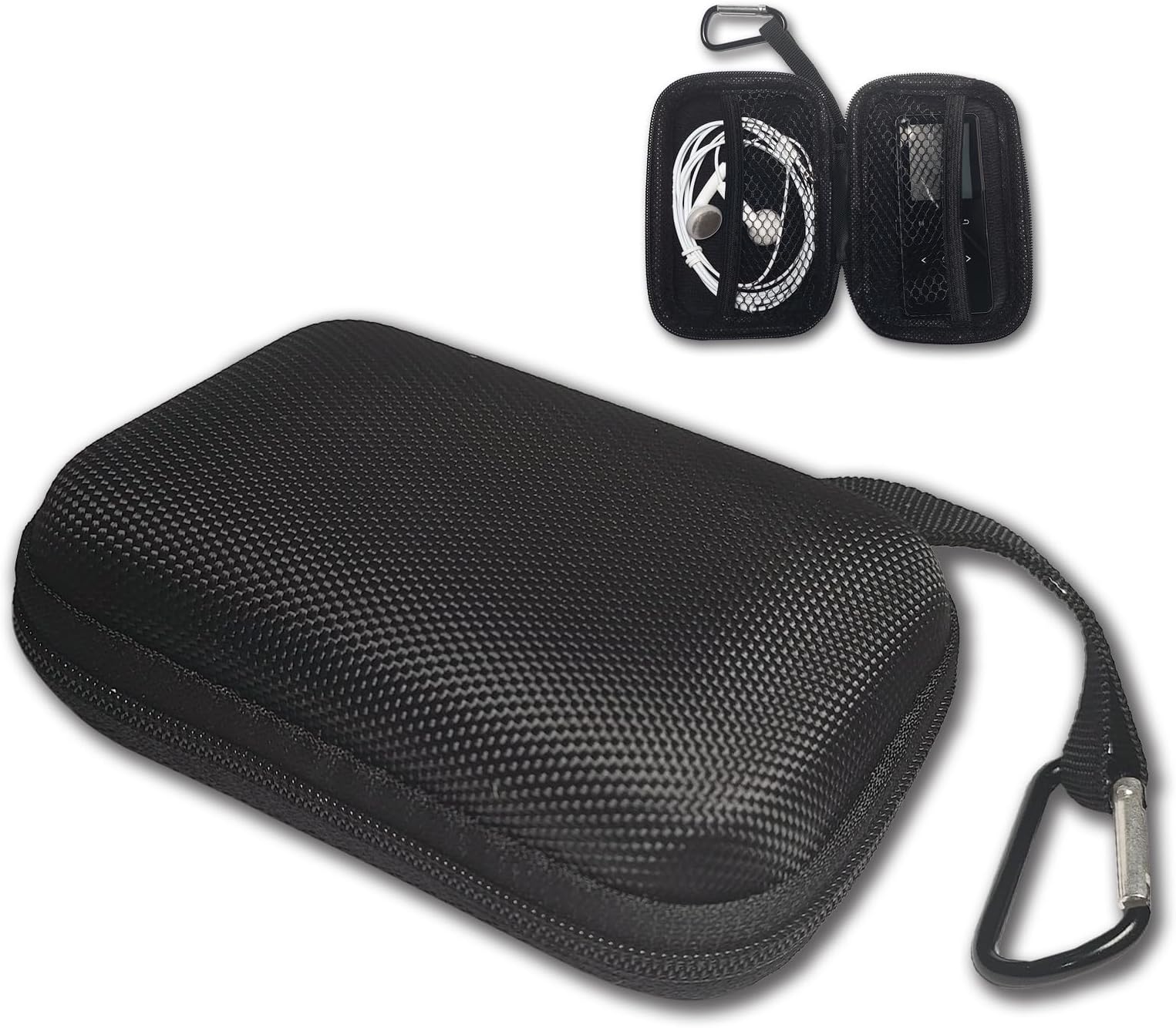 Small and Compact Protective Storage Case for 1.8 inch Mp3 Players & Earphones, Compatible MP3 Player models B27 and D30, Black