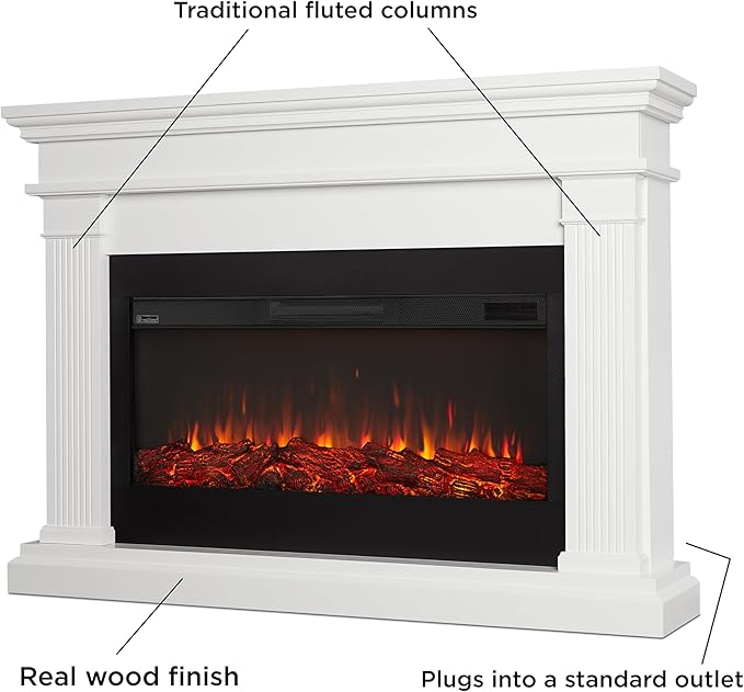 Chimenea Eléctrica Real Flame Beau 59" con Manto Blanco miniatura 4