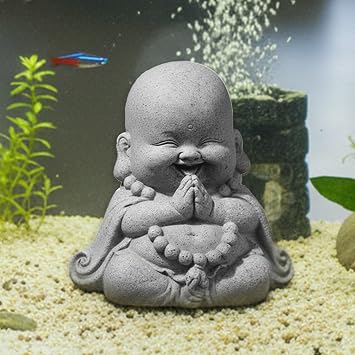 Good Luck Monk Buddha Statue, Aquarium Decor for Fish Tank, Zen Ornament | Resin Buddha statue for fish tank & aquarium decor. Non-toxic Zen ornament. Sturdy for fresh & saltwater tanks