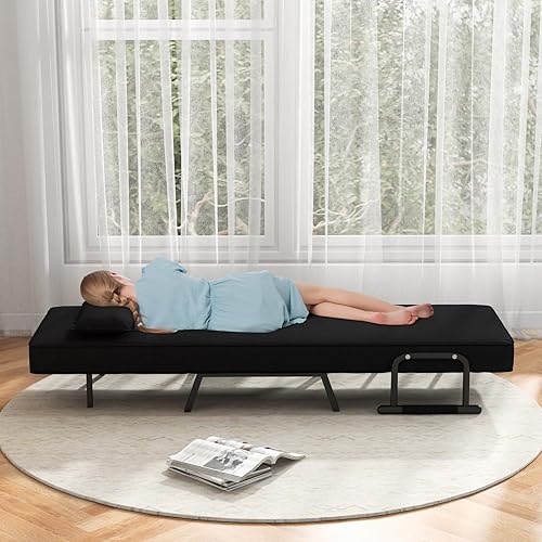 Miniatura 2 de POWERSTONE Silla convertible cama cama 4 en 1 para sala de estar, silla de lectura con almohada, brazo y respaldo ajustable de 5 posiciones, sofá