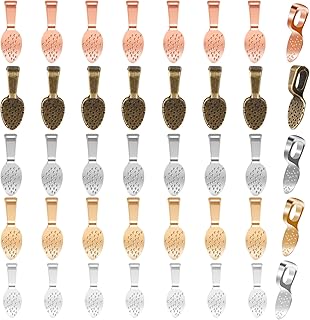 200Pcs Spoon Glue On Bails Pendants Flat Pendant Bails Jewelry Bails Plated Oval Glue On Earring Bails Small Pendant Bails...