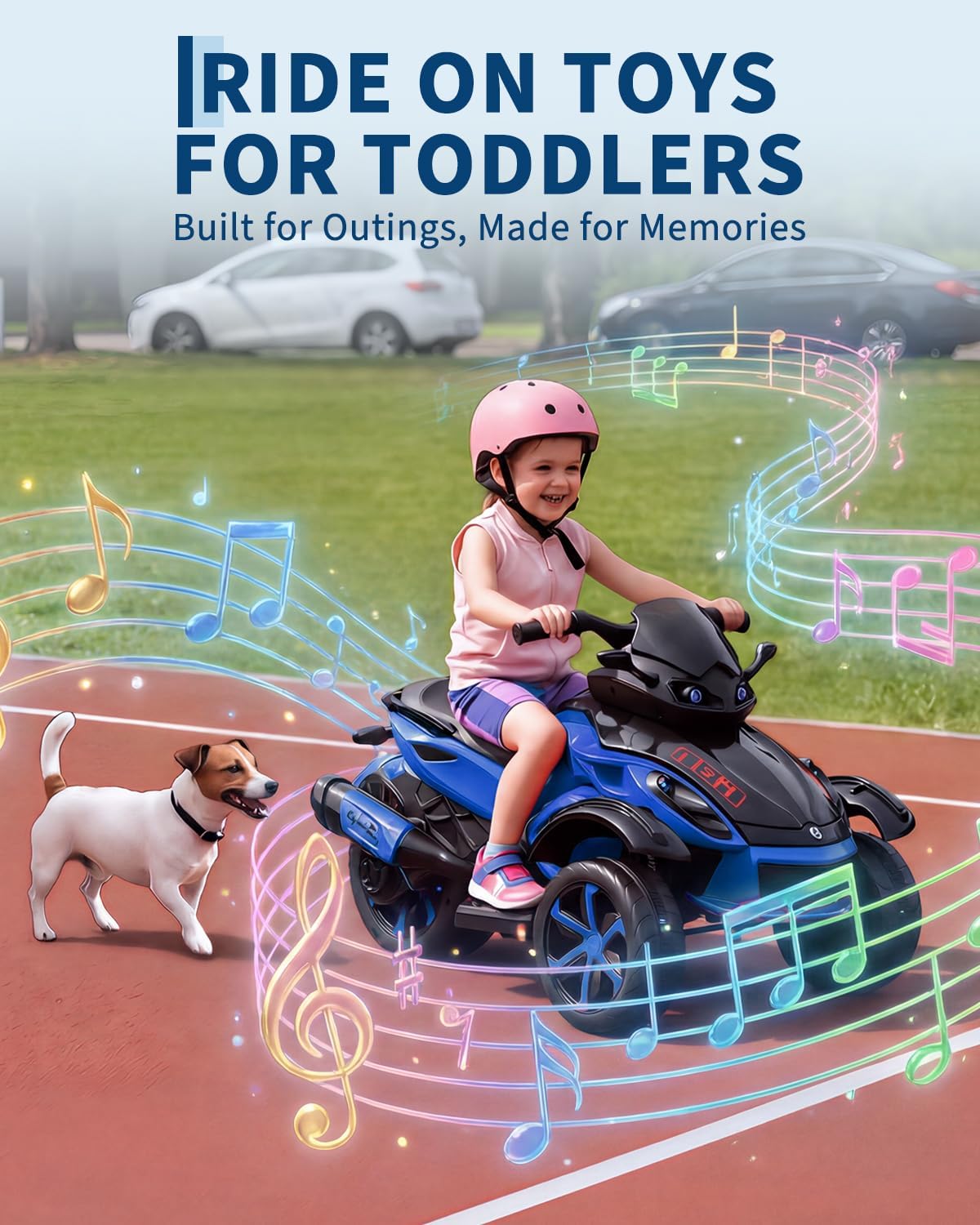 GarveeHome Kinder Quad Elektro 12V Kinderfahrzeug Mit LED, Musik & Langsamer Start Für Kinder Von 3-8 J