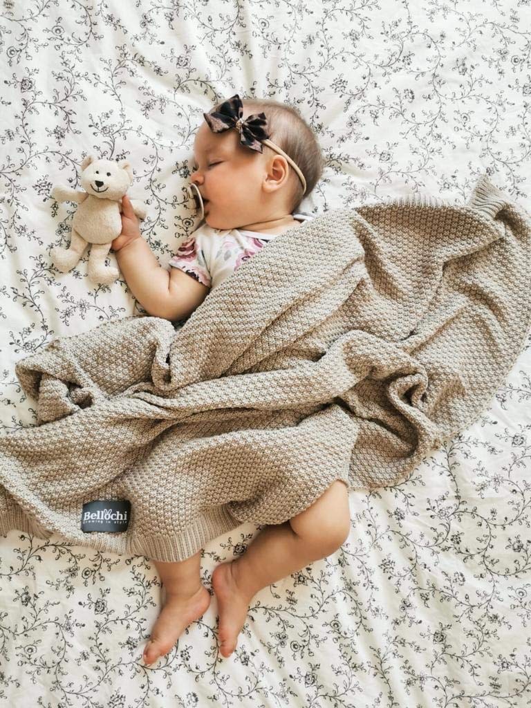 Bellochi Juego de 2 Mantas de Bambu para Bebe - Acogedor Mantita para Chica o Chico - Suave Aireado Verano Manta Bebe Recien Nacido - Oeko-Tex Certificado - 100x80 cm y 130x170 cm - Creamy Nut