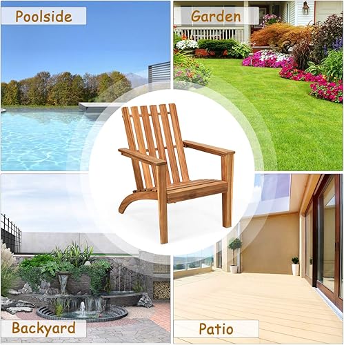 Miniatura 8 de Giantex Adirondack - Juego de 4 sillas de madera de acacia para exteriores, capacidad de peso de 350 libras, sillas de fogata resistentes a la