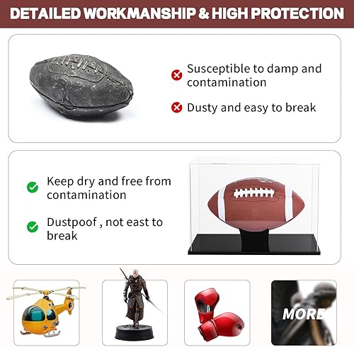 Miniatura 4 de Vitrina de fútbol de tamaño completo, caja transparente de acrílico con soporte, soporte para recuerdos con protección UV, para fanáticos y