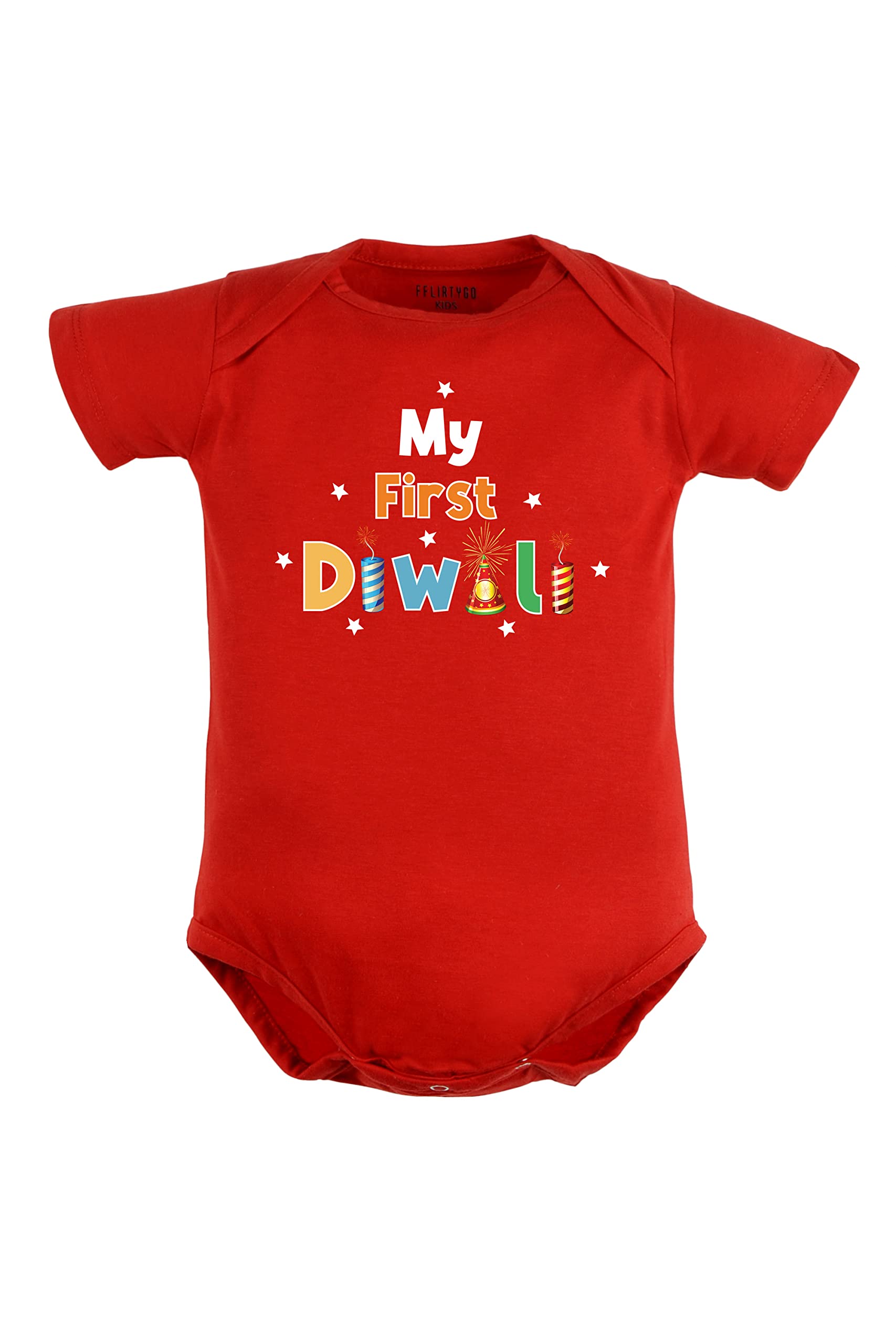 Fflirtygo My First Diwali Printed Romper Baby Wear 100 Hosiery