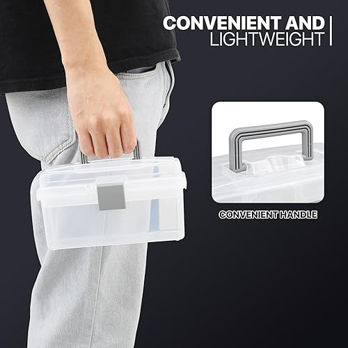 Miniatura 5 de MoNiBloom Organizador portátil de cajas de aparejos con bandeja extraíble, caja de herramientas de almacenamiento de plástico transparente