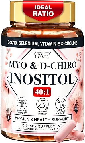 Suplemento de mio-inositol y D-chiro inositol para mujeres  Complejo de proporción 401 ideal para fertilidad, equilibrio hormonal, ciclo menstrual y
