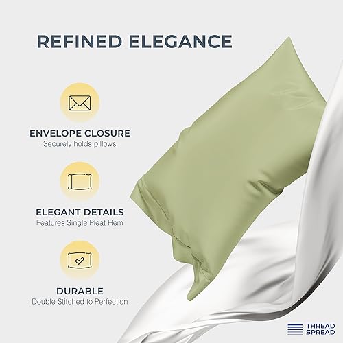 Miniatura 93 de THREAD SPREAD Sábanas 100% de algodón egipcio, tamaño Queen, 1500 hilos, 4 piezas, algodón egipcio, sábanas de lujo de tejido satinado, sábanas