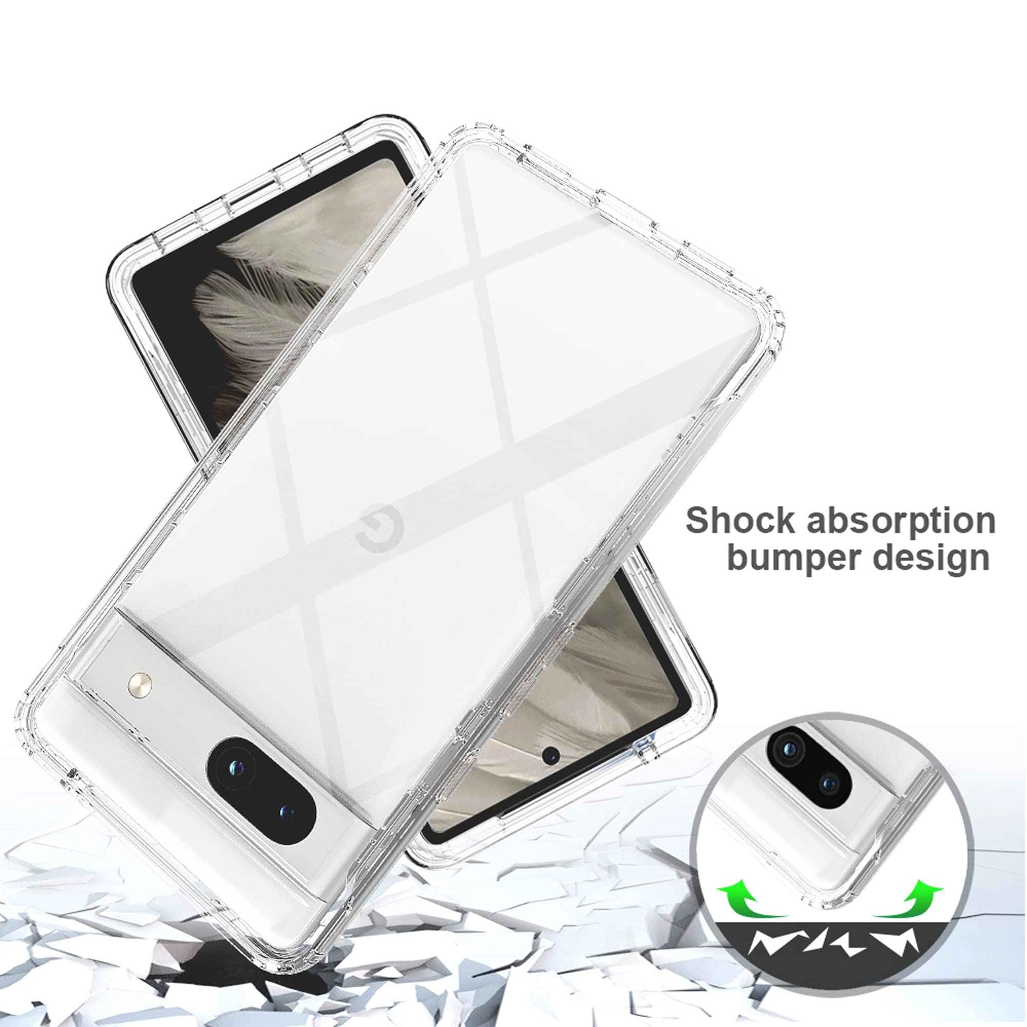 Poetic Guardian Custodia Per Google Pixel 7 - Ibrida Antiurto, Trasparente, Con Pellicola Inclusa