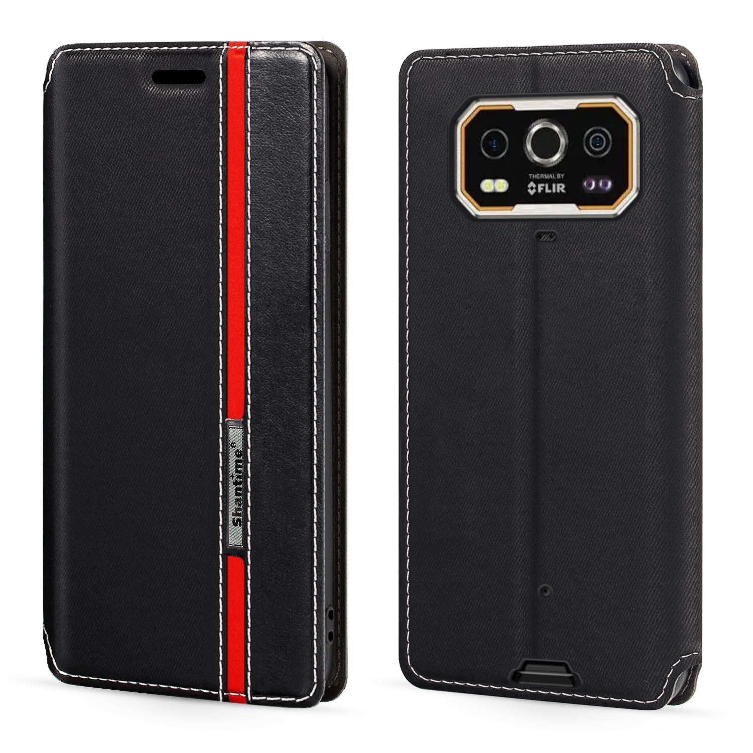 Custodia Flip Bicolore In Pelle PU Per Doogee S200 | Cover A Portafoglio Con Chiusura Magnetica E Supporto | Nero