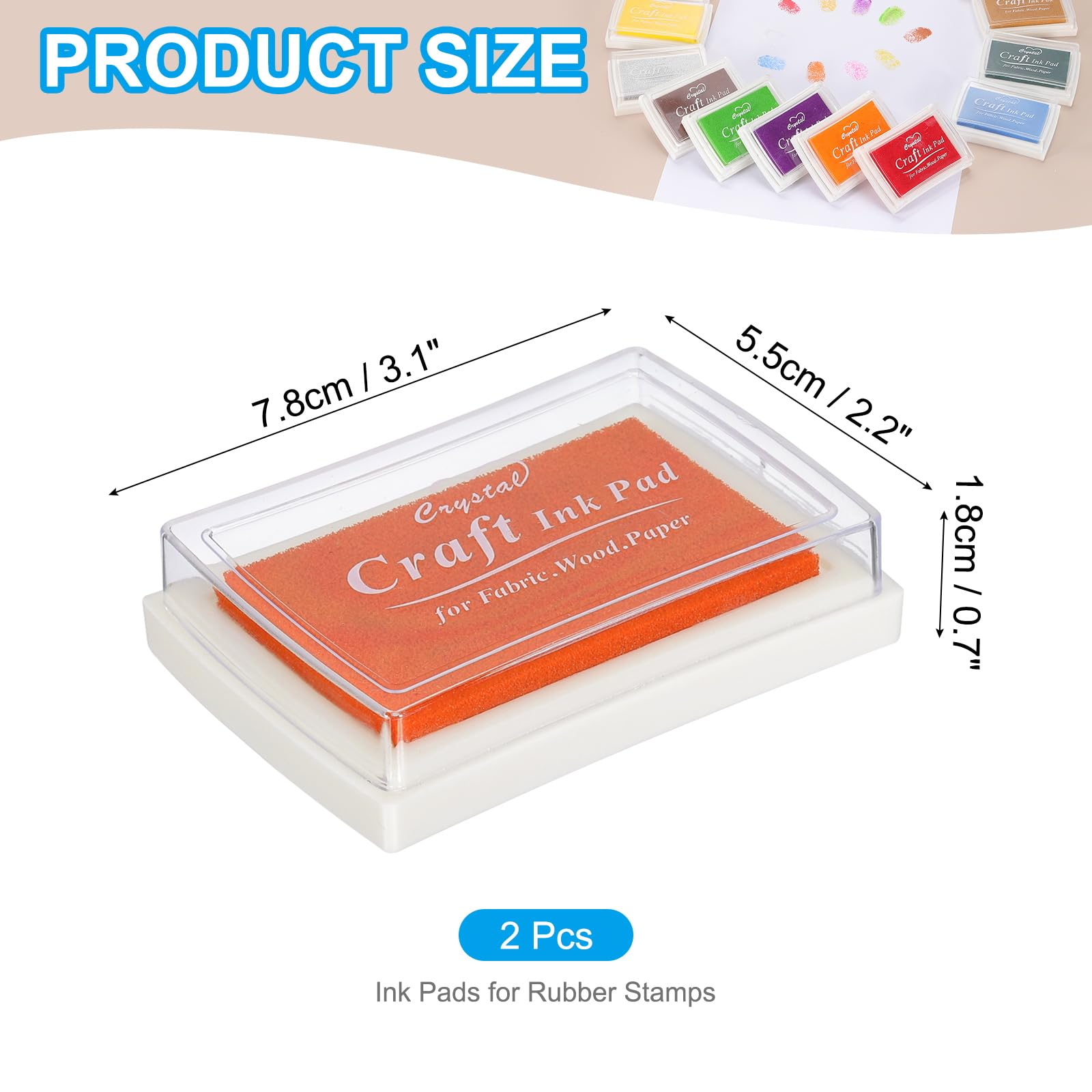 PATIKIL Craft Ink Pads for Stamps 2 Pcs Washable Finger Print Ink Stamp Pad Color DIY Square for Rubber Stamps Paper Scrapbooking Fabric Wood - Image 2