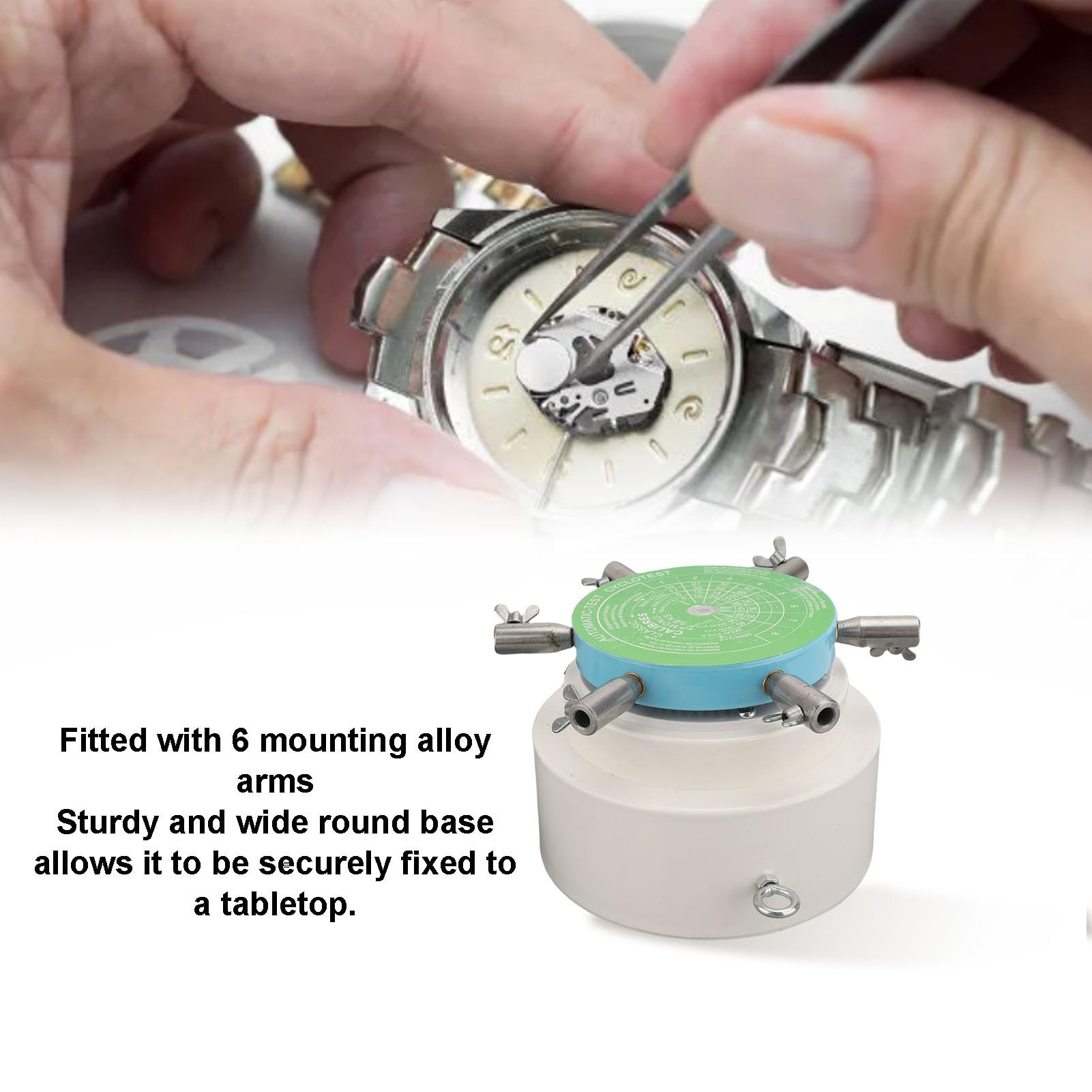 Caricatore per Orologi 6 Bracci Lega Staccabili Supporto Sicuro Pulsante Comodo e Sensibile Accessori per Strumenti di Riparazione Caricatori per Orologi Ottimo Metallico