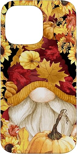 Accesorios para iPhone 14 Pro Max con funda de gnomo de calabaza y girasol