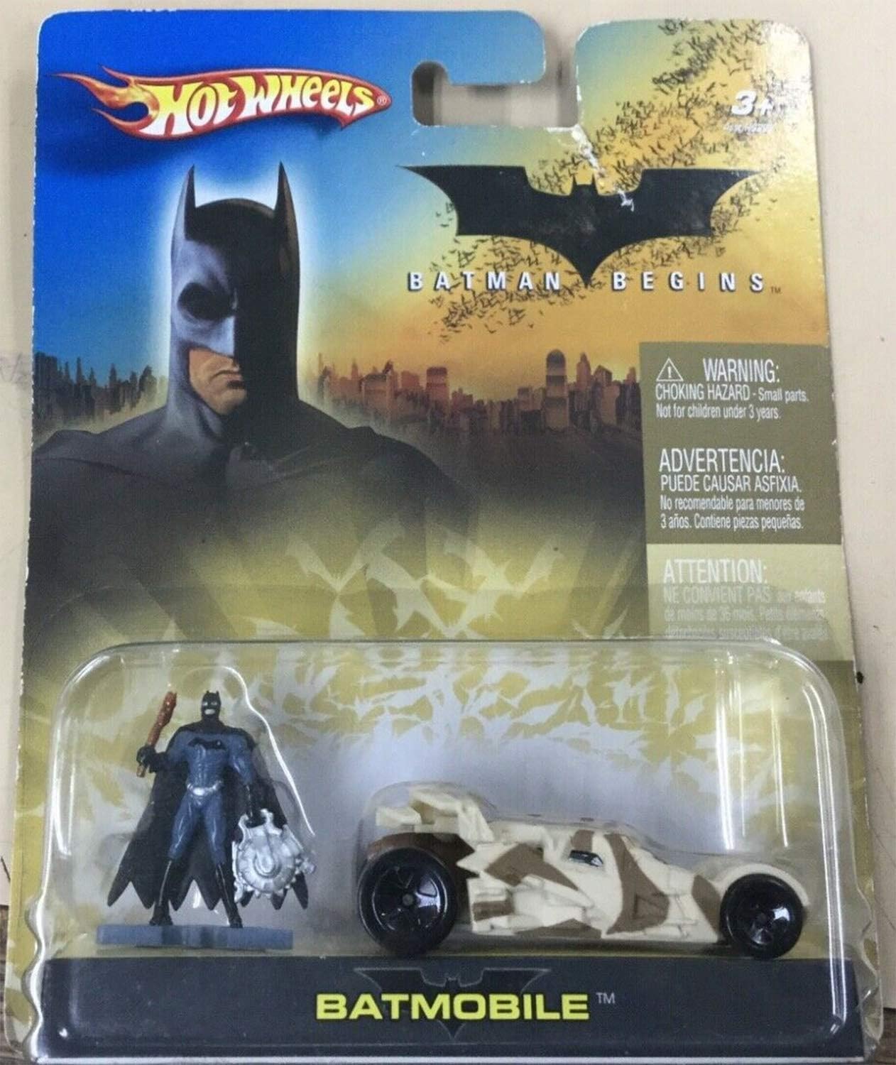 Mattel Hot Wheels 2005 1:64 Scale Batman Begins Camouflage Mini Batmobile and Figure Car Gift Set