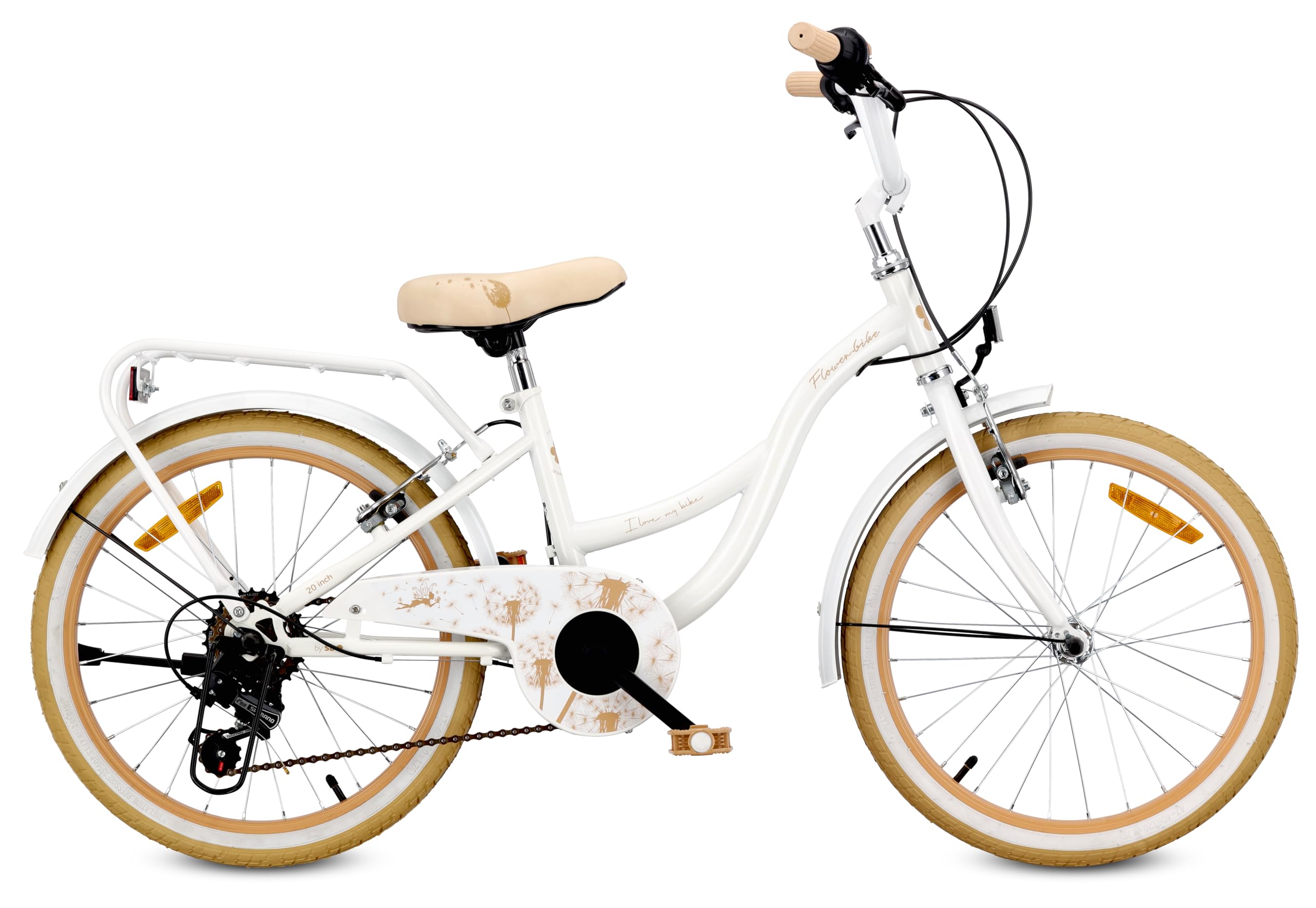 sun baby Mädchenfahrrad 20 Zoll Flower Bike Radgröße zur Auswahl 6 Gang Shimano Kinderfahrrad Kinderrad für Mädchen von 6 bis 10 Jahre verstellbare