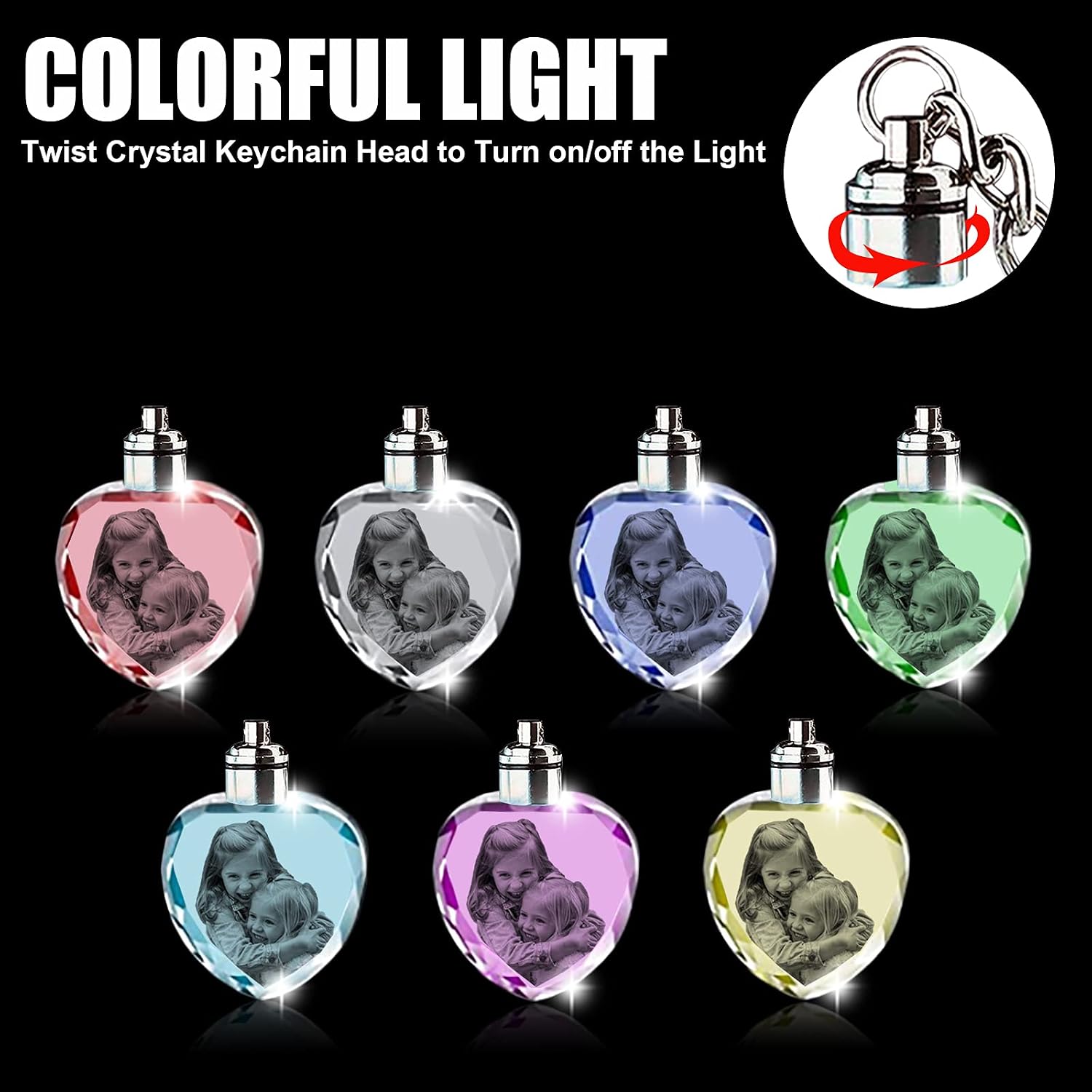 Arokimi Crystal Photo Keychains with Light Personalized Gifts for lovers image 5