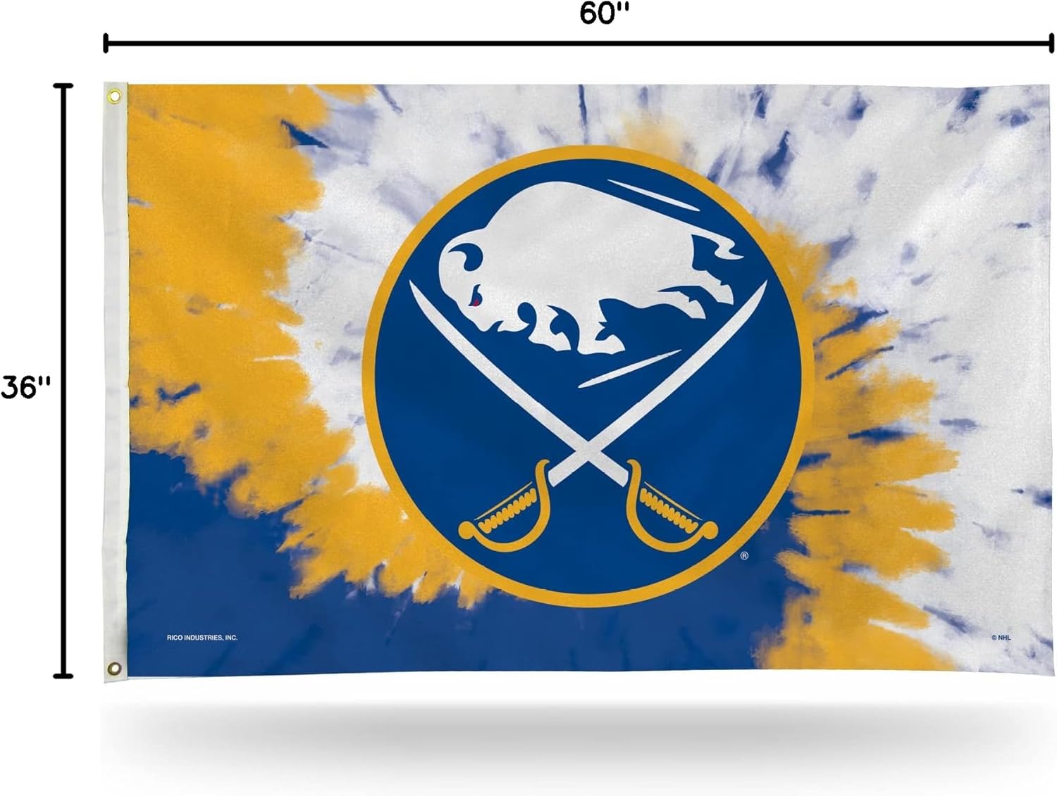 Rico Industries NHL Buffalo Sabres Tie Dye 3' x 5' Banner Flag 3' x 5' Banner Flag Single Sided - Indoor or Outdoor - Home Décor