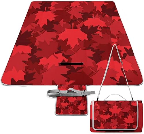 JOJOART Red Maple Leaf Square Picnic Blankets Waterproof Autumn Fall Leaves Picnic Mat Extra Large Portable Outdoor Rugs Décor 58.3*58.3