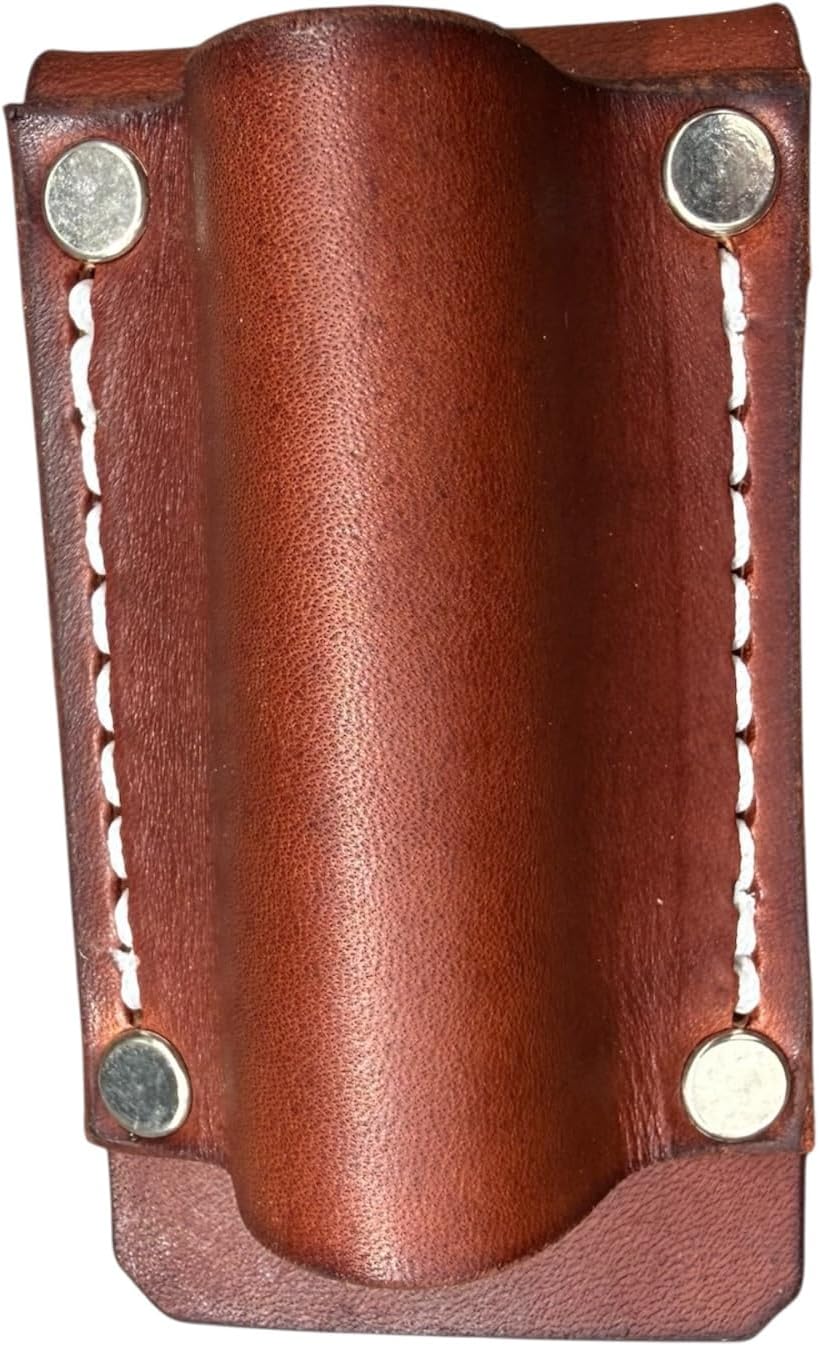 Leather Flashlight Holster for AA Battery Flashlights - Heavyduty Made in USA (Dark Brown (Snap))
