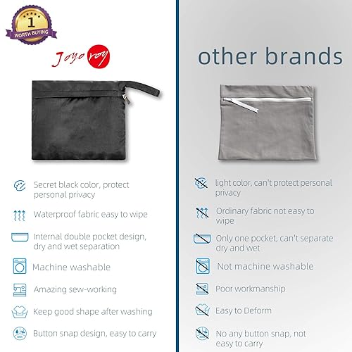 Miniatura 4 de Joyo roy Pequeña bolsa húmeda para ropa húmeda, bolsa de periodo negra para secreto privado, impermeable, reutilizable, para niñas y mujeres,