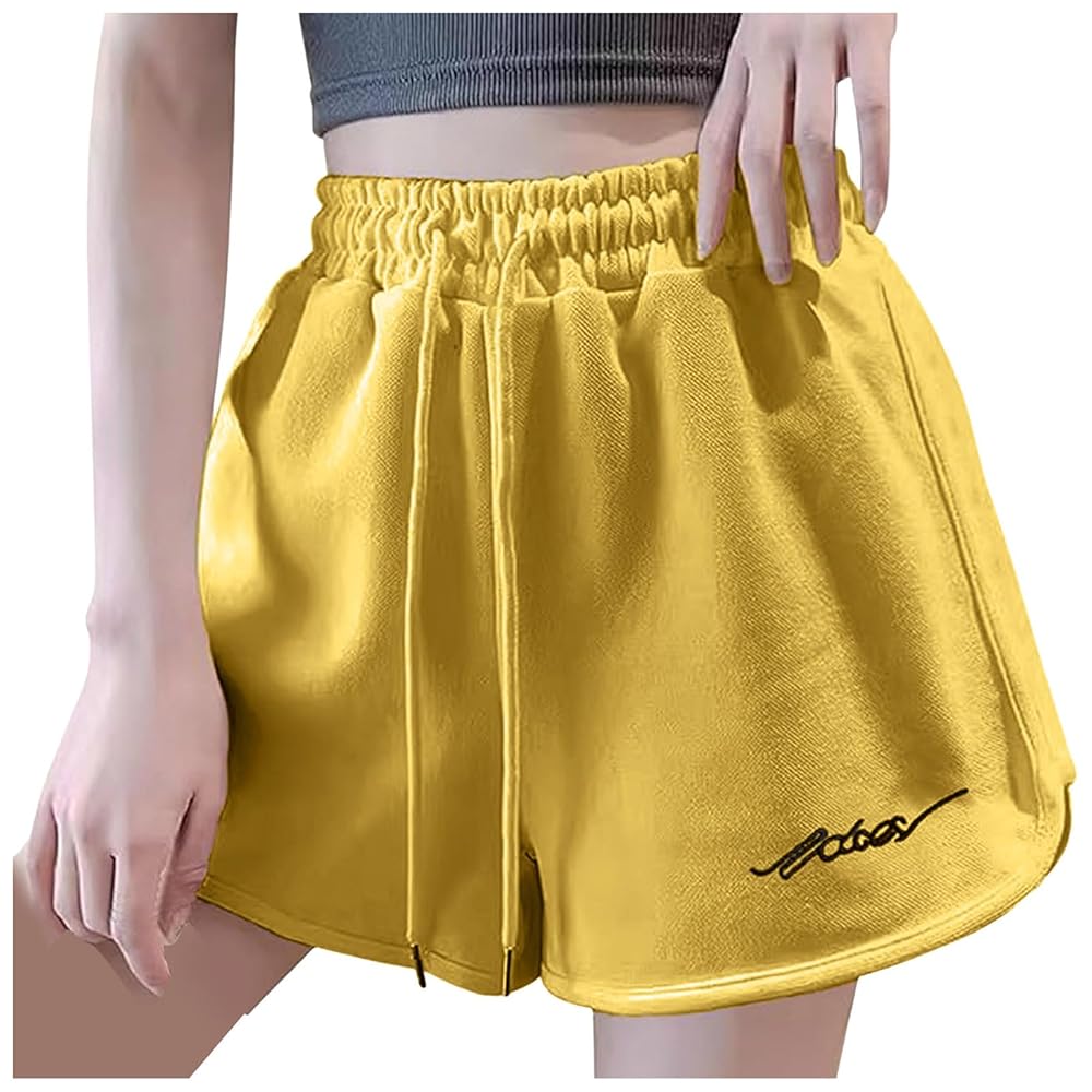 新品正規品【V12/XL】ストレッチハーフパンツ　ショートパンツ　イエロー Amazon | スポーツ ショートパンツ レディース 短パン 夏