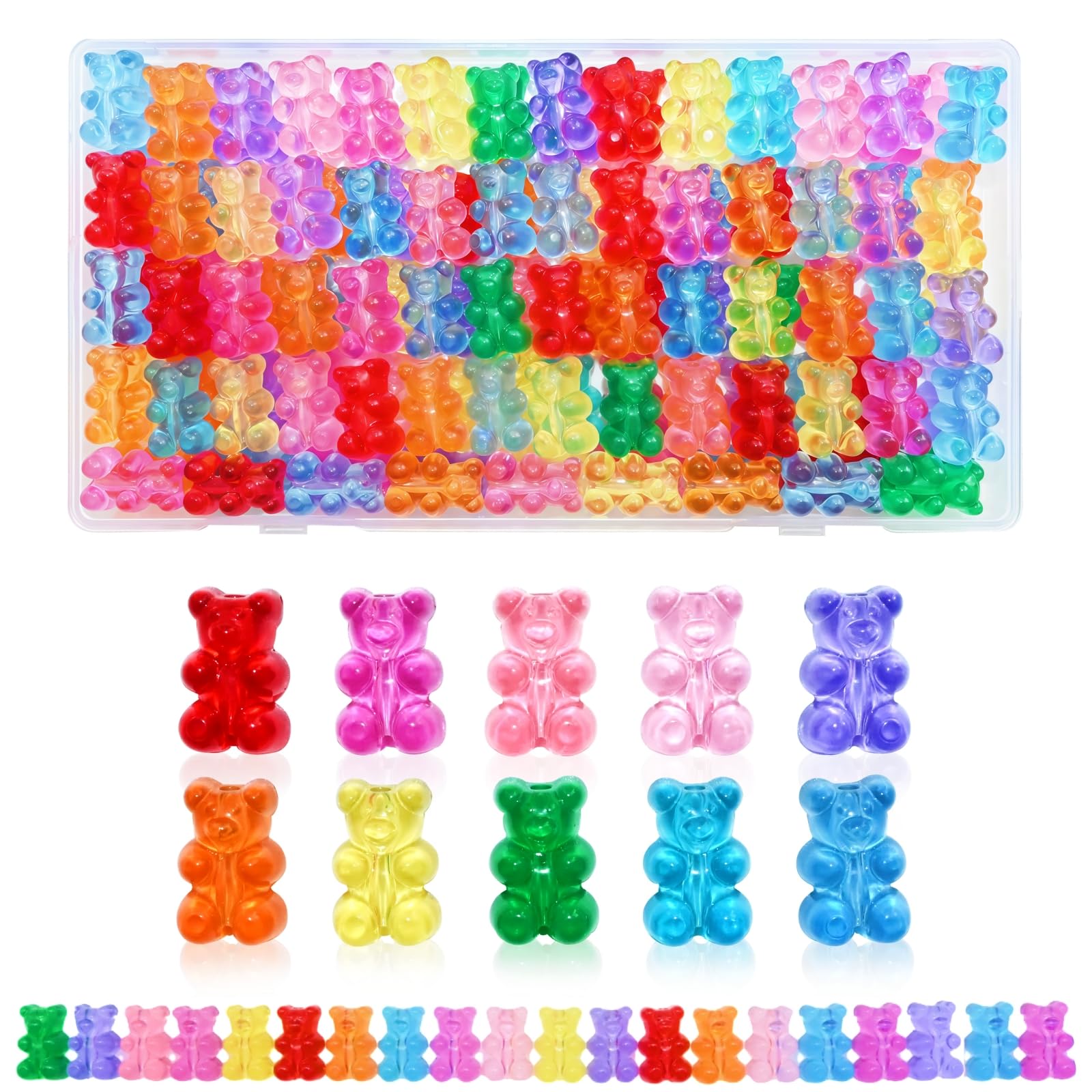 Amazon.com: Looconi 100pcs Clear Acrylic Bear Beads, Mixed Color