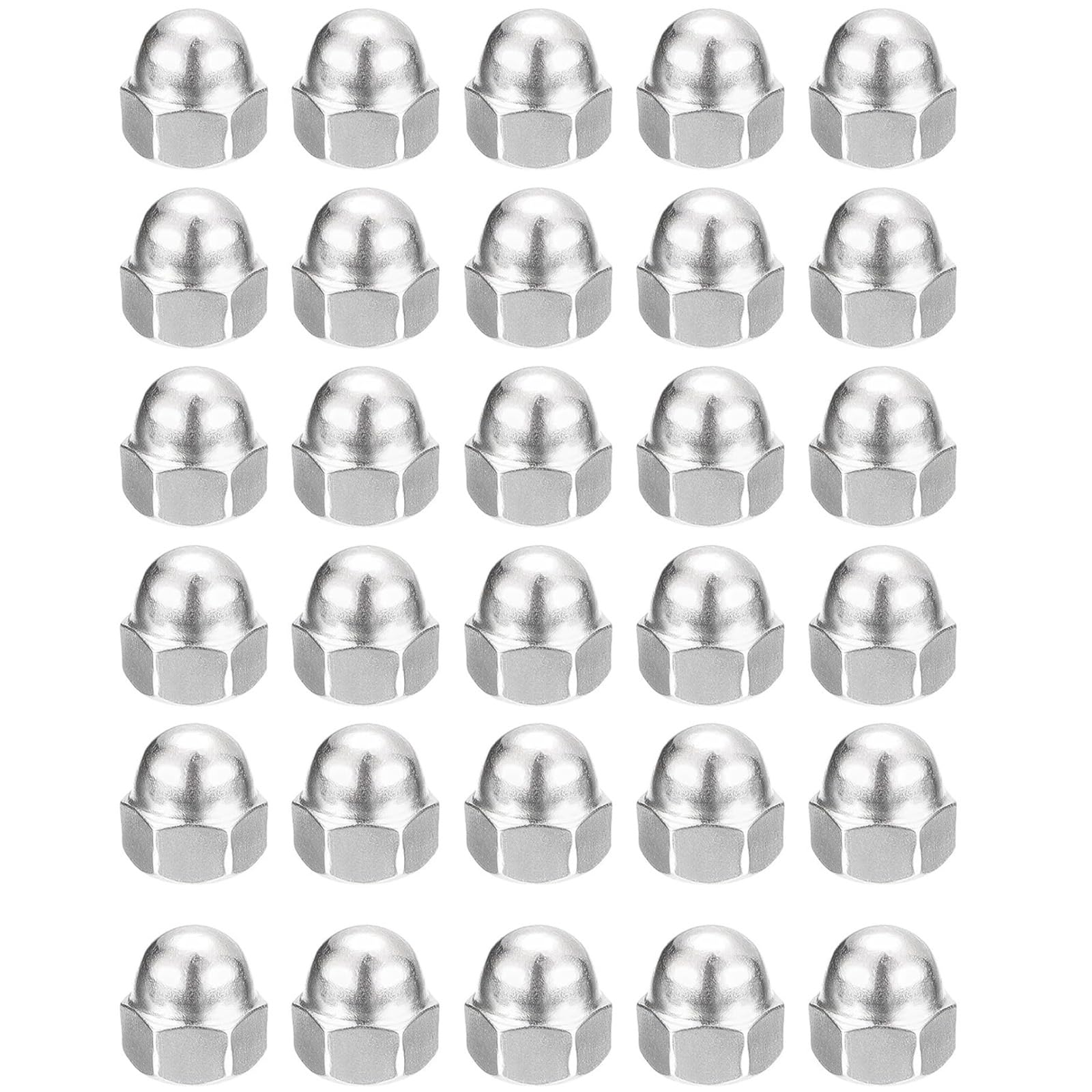 Dadi cappuccio M10 (DIN 1587),30 pezzi Dado a cappuccio in Acciaio Inox A2 V2A, Esagonali Dadi Cappuccio in Acciaio Inossidabile per Viti, Barre Filettate e Bulloni Filettati