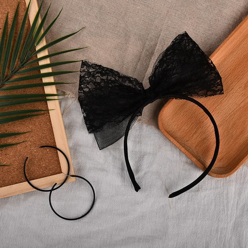 Miniatura 7 de Accesorios de los años 80 para mujer, diadema de lazo de encaje de los años 80 y aretes de neón para mujer, trajes retro vintage de los años 80 para