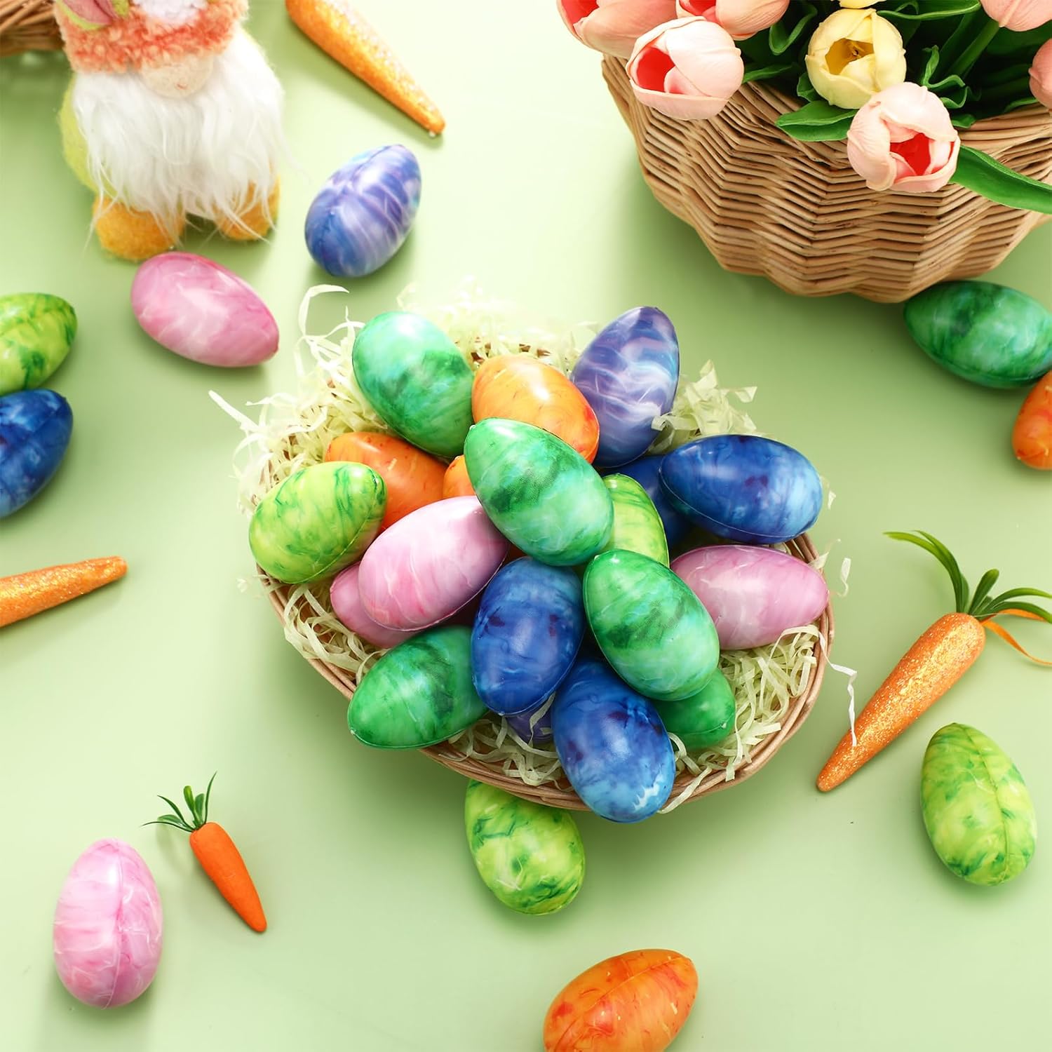 Sotiff 48 Pcs Easter Eggs Stress Balls Squeeze Easter Eggs Toy Bulk Slow Rising Stress Relief Fidget Toy for Easters Egg Hunt Basket Stuffers Fillers Party Favor Gifts(Classical)