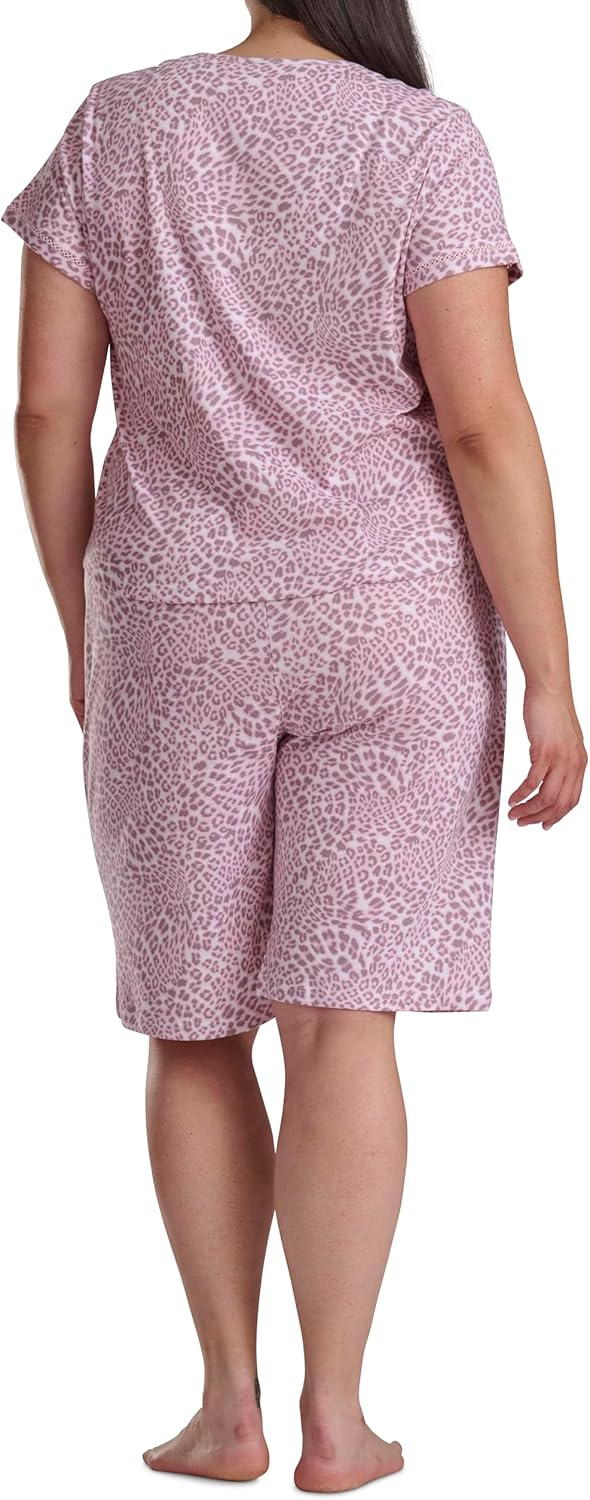 Karen Neuburger Women's [Plus Size] Girlfriend Sleeve Top and Bermuda Short 2-Piece Pajama Set - Image 3