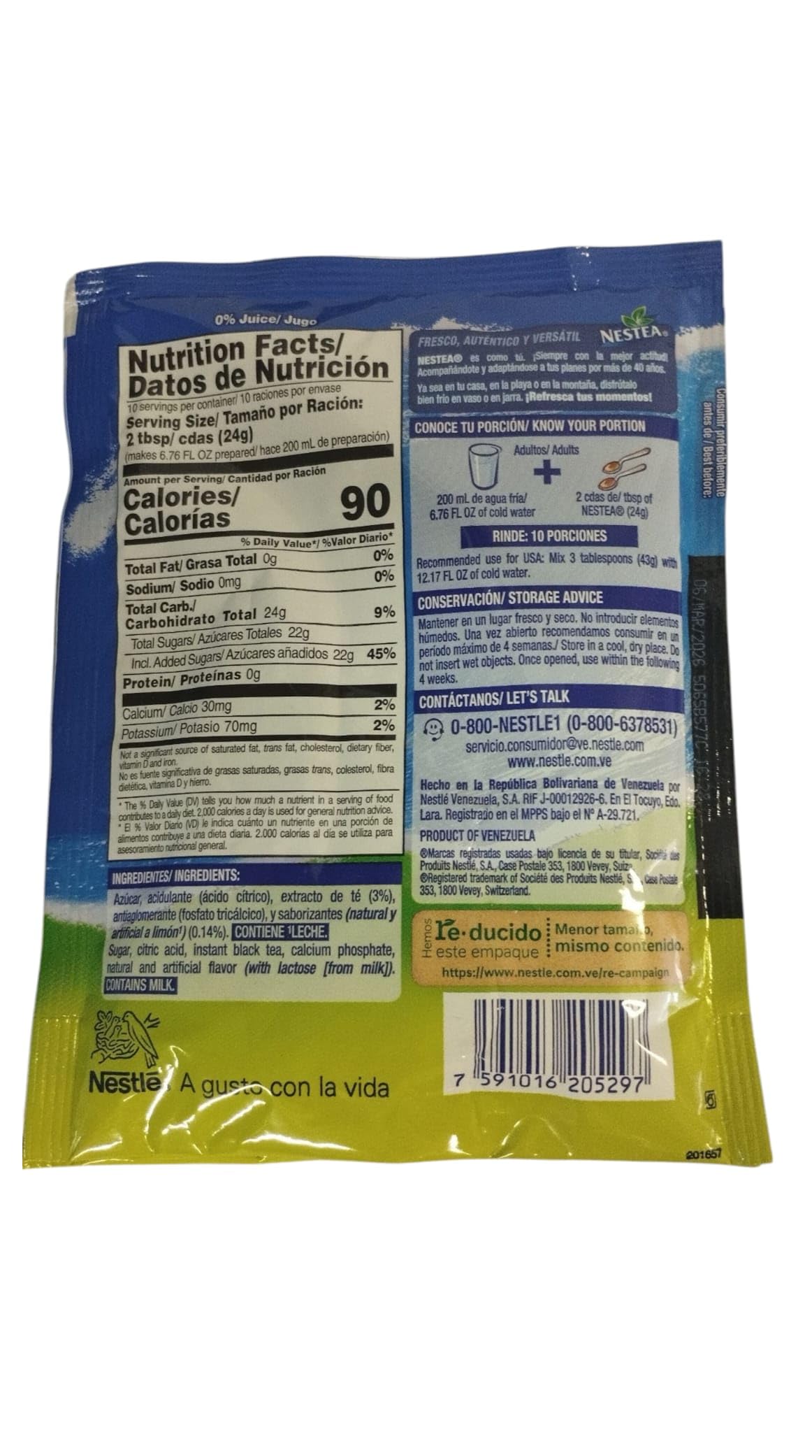 NESTEA - TE FRIO - ICE TEA - LIMON - 240 GRAMOS