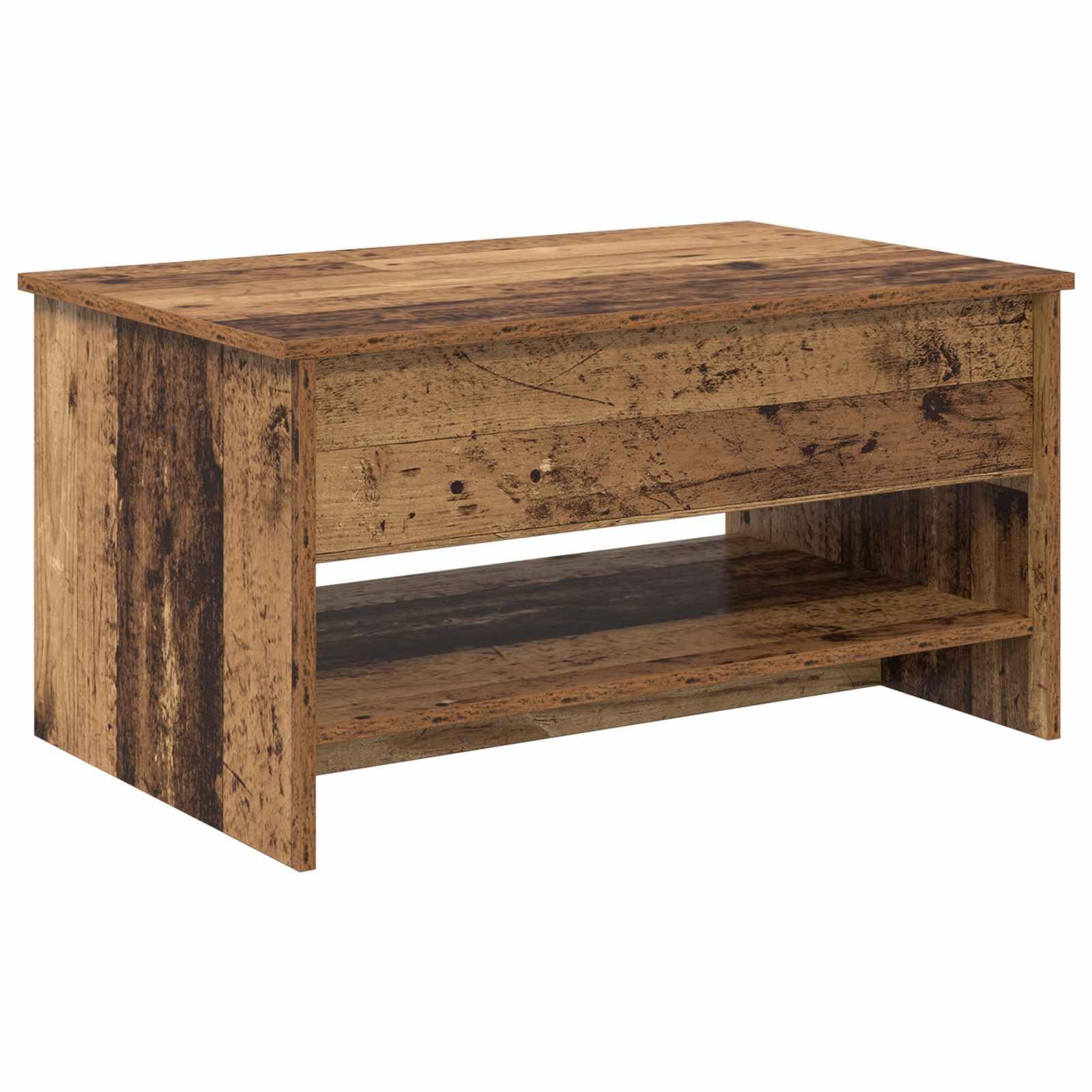 SYDE Table basse en bois 80 cm, étagère pour salon