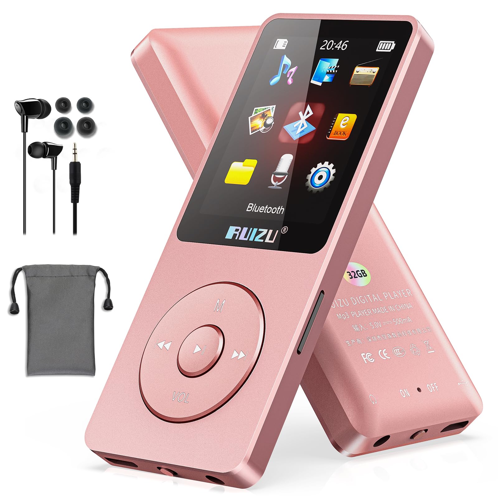 RUIZU Lettore MP3 64GB Bluetooth 5.3 Portatile con Tasti Fisici