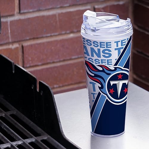 Miniatura 173 de Rico Industries NFL Football - Vaso de acrílico de 24 onzas con tapa con bisagras, vaso de doble pared con licencia oficial para fanáticos de la NFL